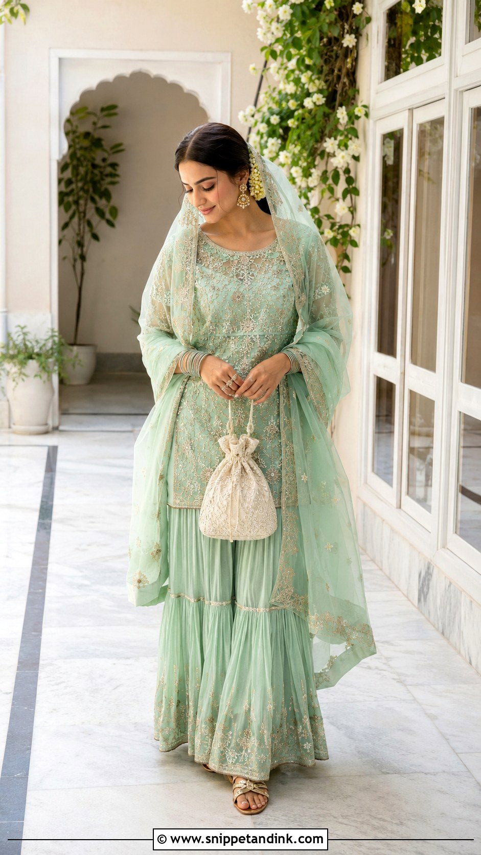 Mint Green Gharara Nikkah Dress - Snippet and Ink - 20 Dresses for Nikkah