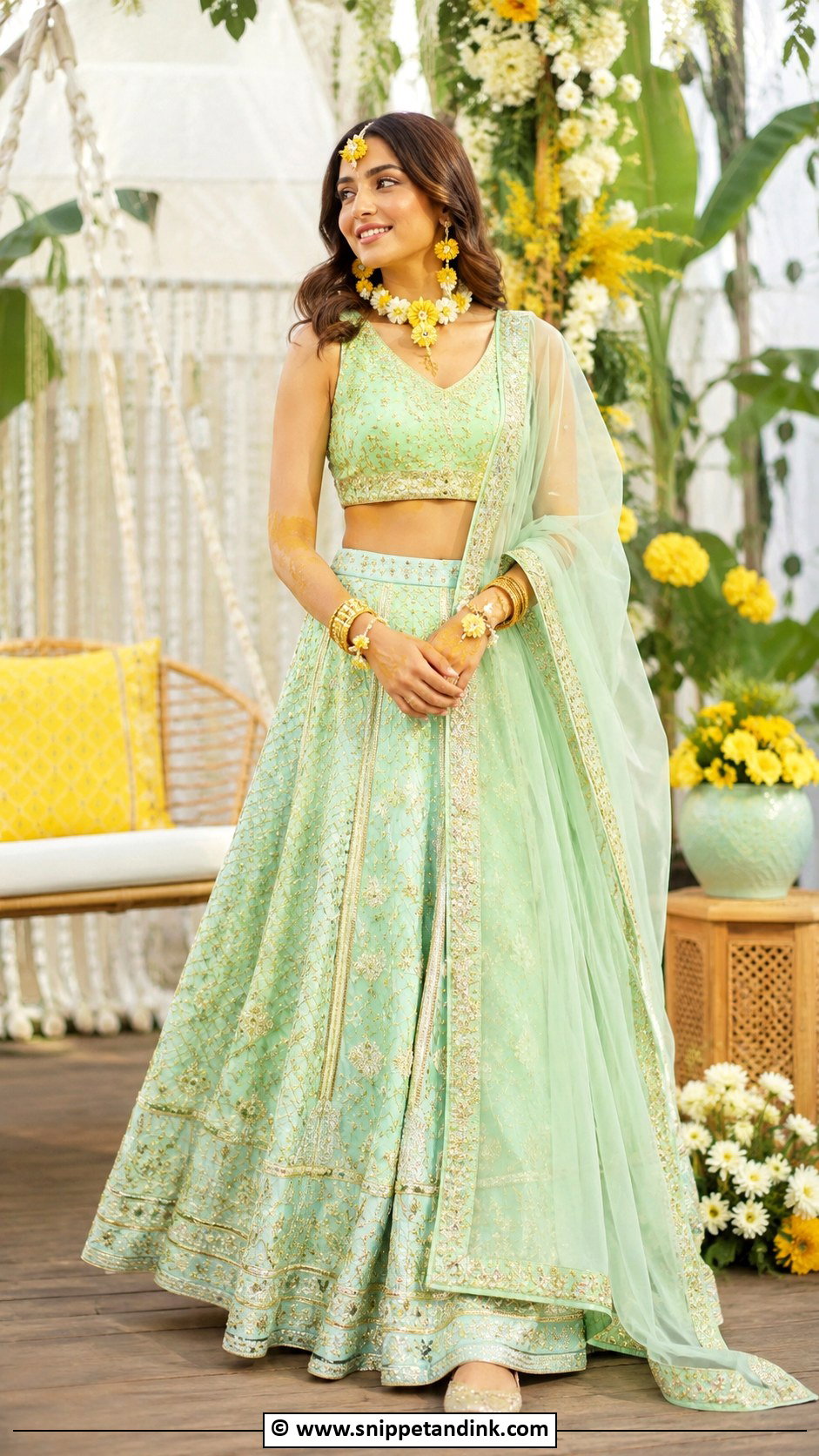 Mint Green Haldi Outfit - Snippet and Ink - 30 Haldi Outfits for Women