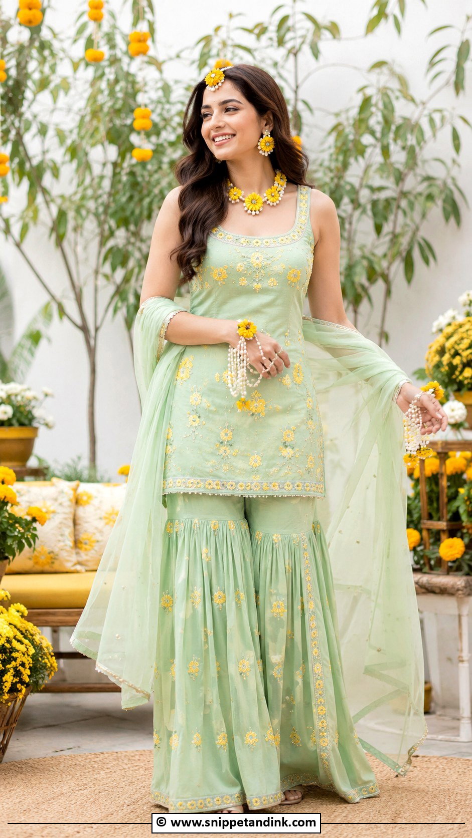 Mint Green Haldi Outfit - Snippet and Ink - 30 Haldi Dress Ideas for Bride