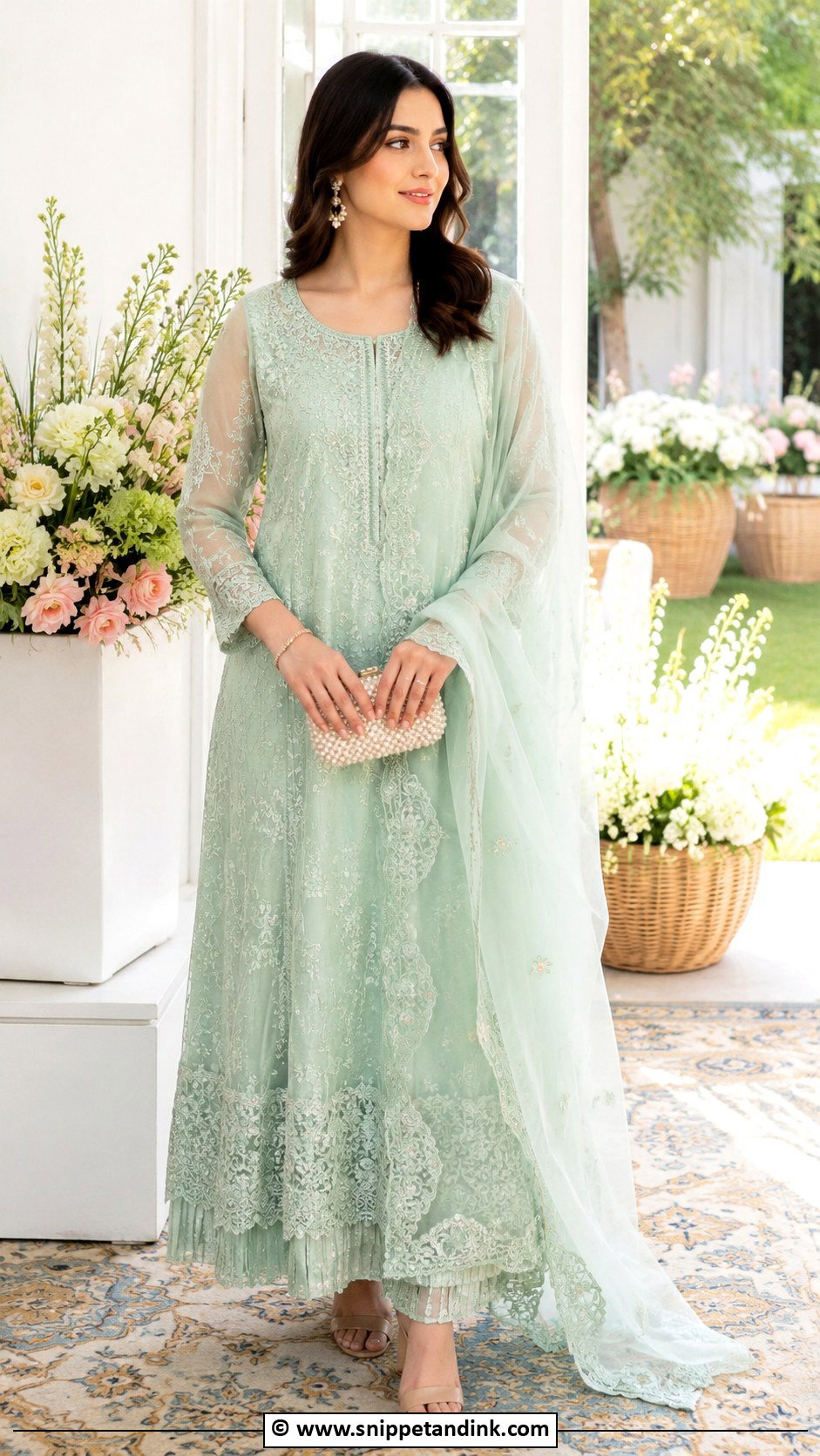 Mint Green Henna Night Dress - Snippet and Ink - 30 Henna Night Dress Ideas