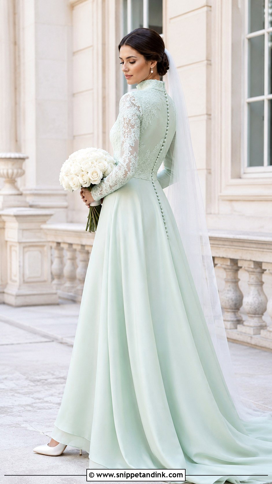 Mint Green High Neck Wedding Dress - Snippet and Ink - 20 Mint Green Wedding Dress Ideas