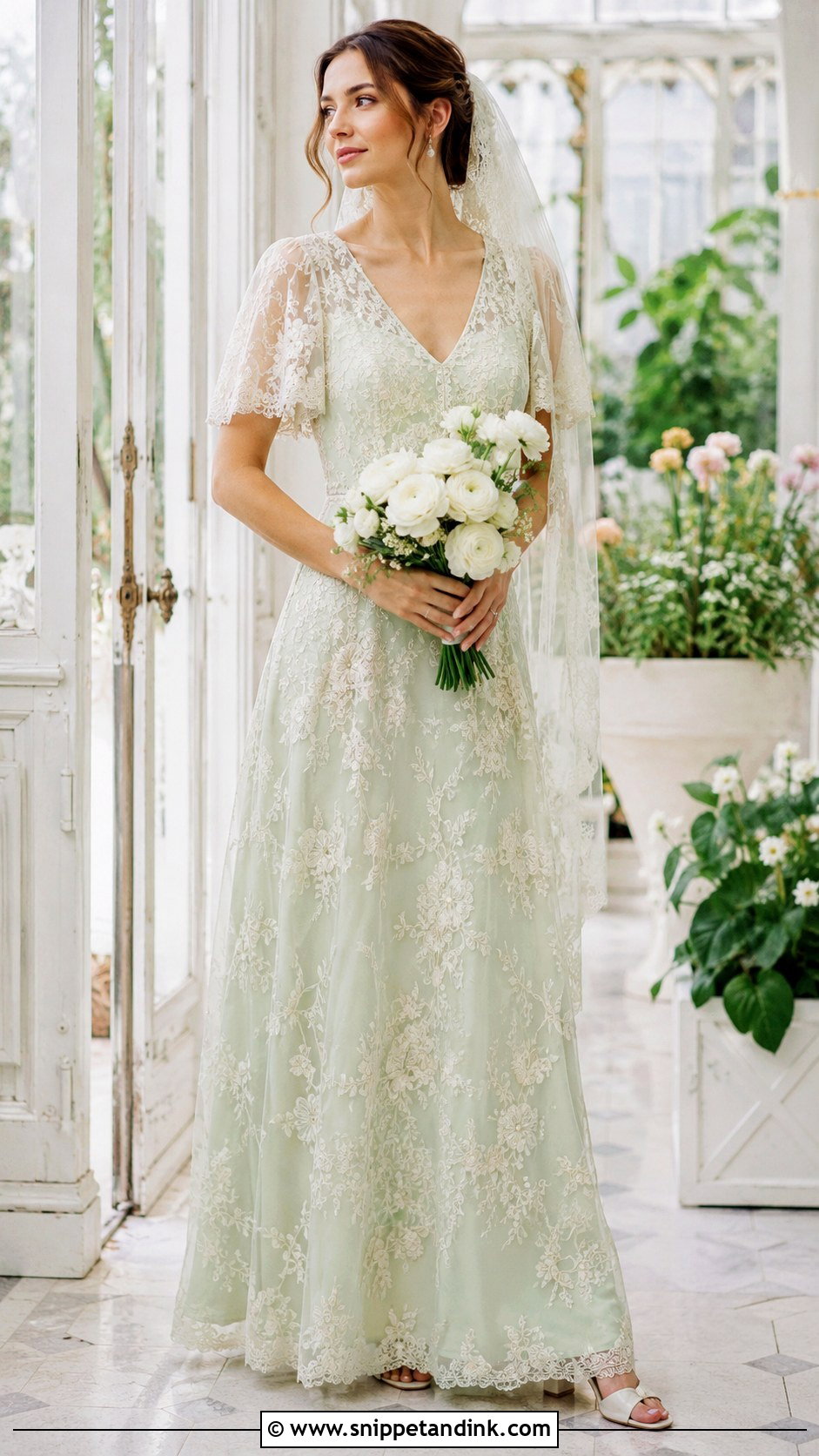 Mint Green Lace Wedding Dress - Snippet and Ink - 20 Green Bride Dress Ideas