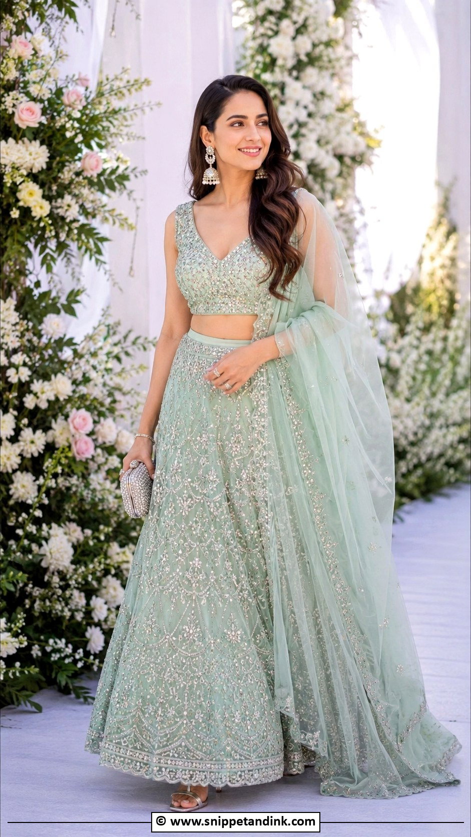 Mint Green Lehenga For Barat - Snippet and Ink - 25 Barat Dresses for Bride Sister