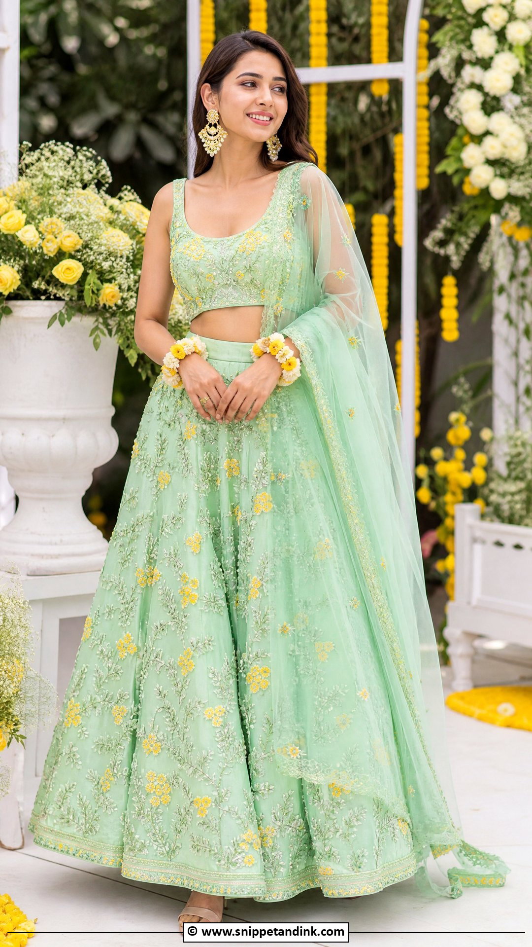 Mint Green Lehenga For Haldi - Snippet and Ink - 35 Haldi Outfits