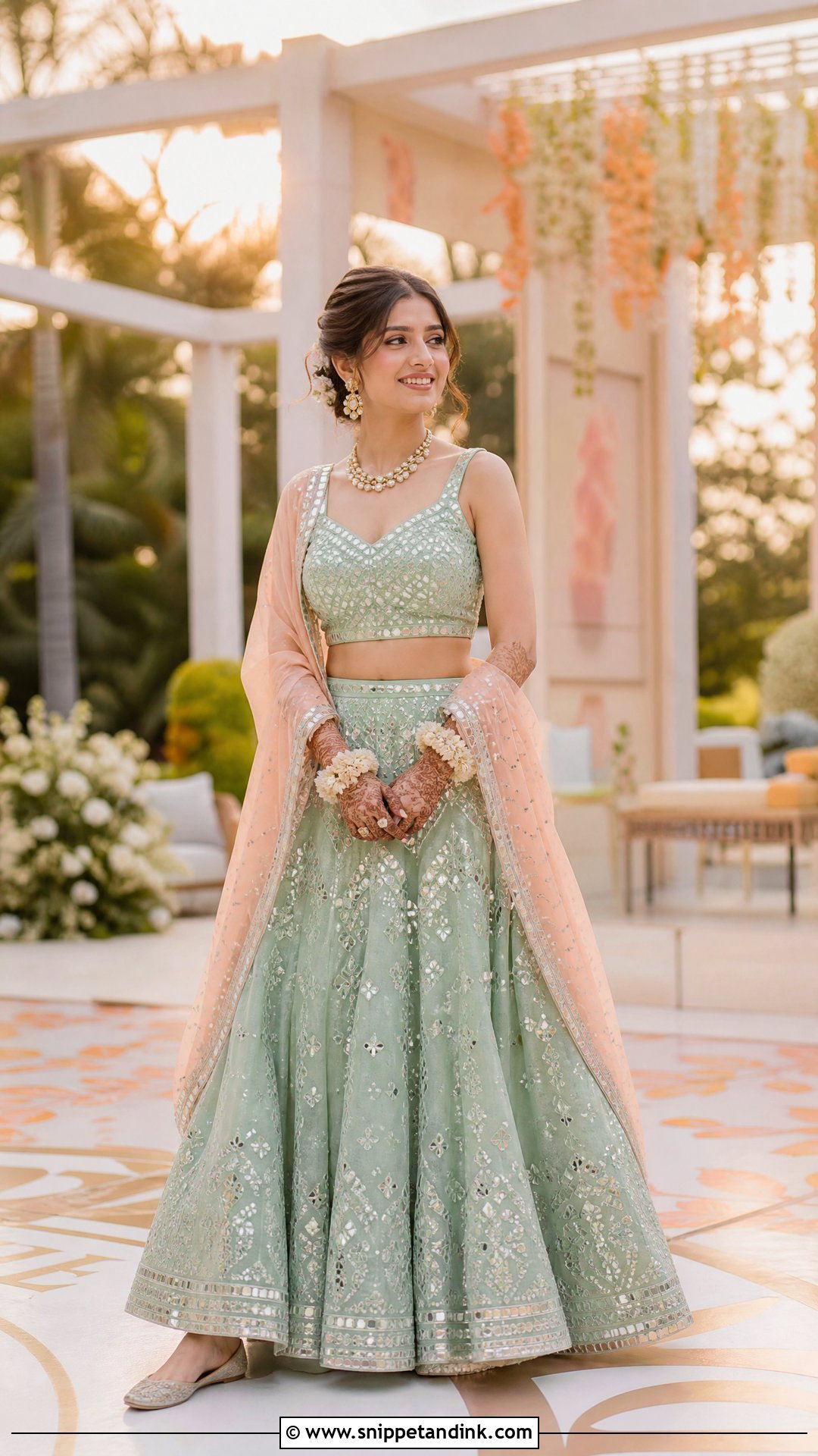 Mint Green Lehenga For Mehendi Bride - Snippet and Ink - 25 Simple Mehendi Outfits for Bride