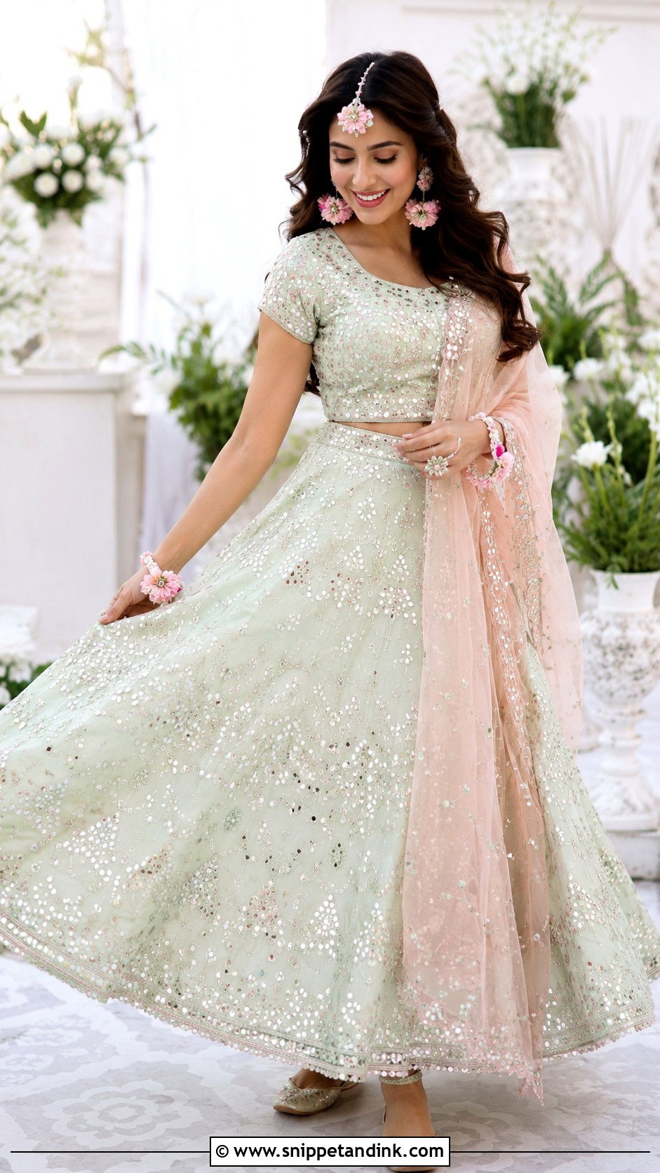 Mint Green Mehendi Lehenga - Snippet and Ink - 25 Mehendi Outfit Ideas for Bride