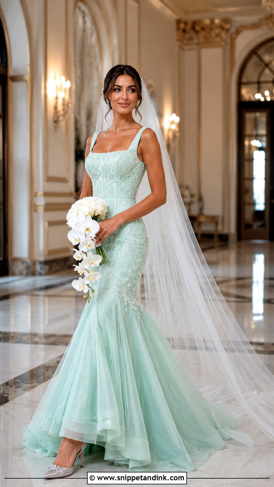 Mint Green Mermaid Wedding Dress - Snippet and Ink - 20 Mint Green Wedding Dress Ideas
