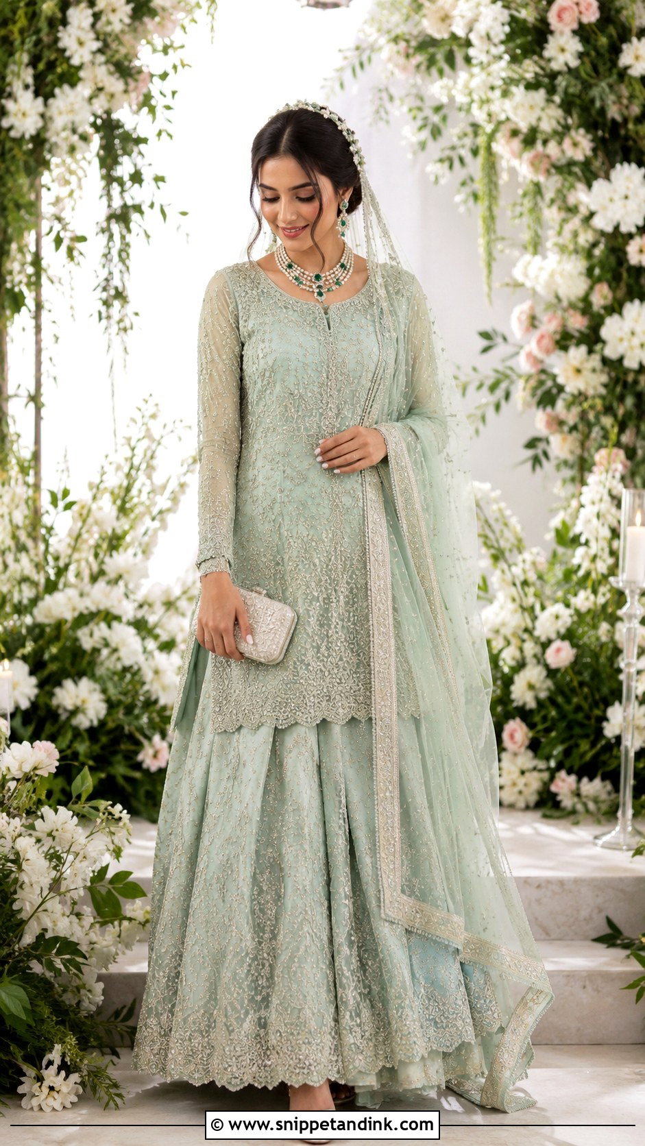 Mint Green Nikah Lehenga Outfit - Snippet and Ink - 25 Nikah Outfit Muslim Pakistani Bridal Ideas