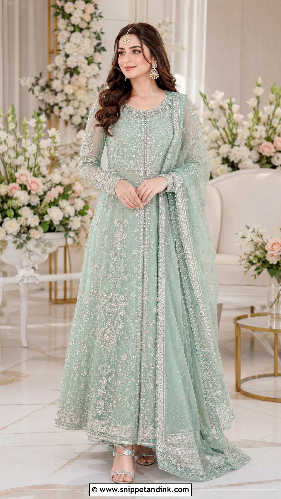 Mint Green Nikah Maxi Outfit - Snippet and Ink - 25 Pakistani Nikah Outfit Ideas