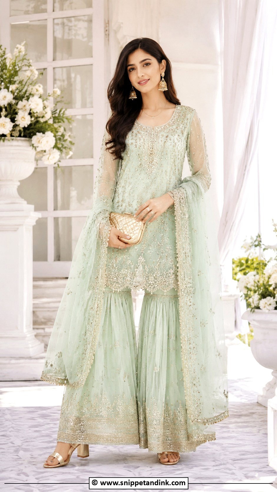 Mint Green Nikah Sharara Outfit - Snippet and Ink - 35 Nikah Outfit Ideas