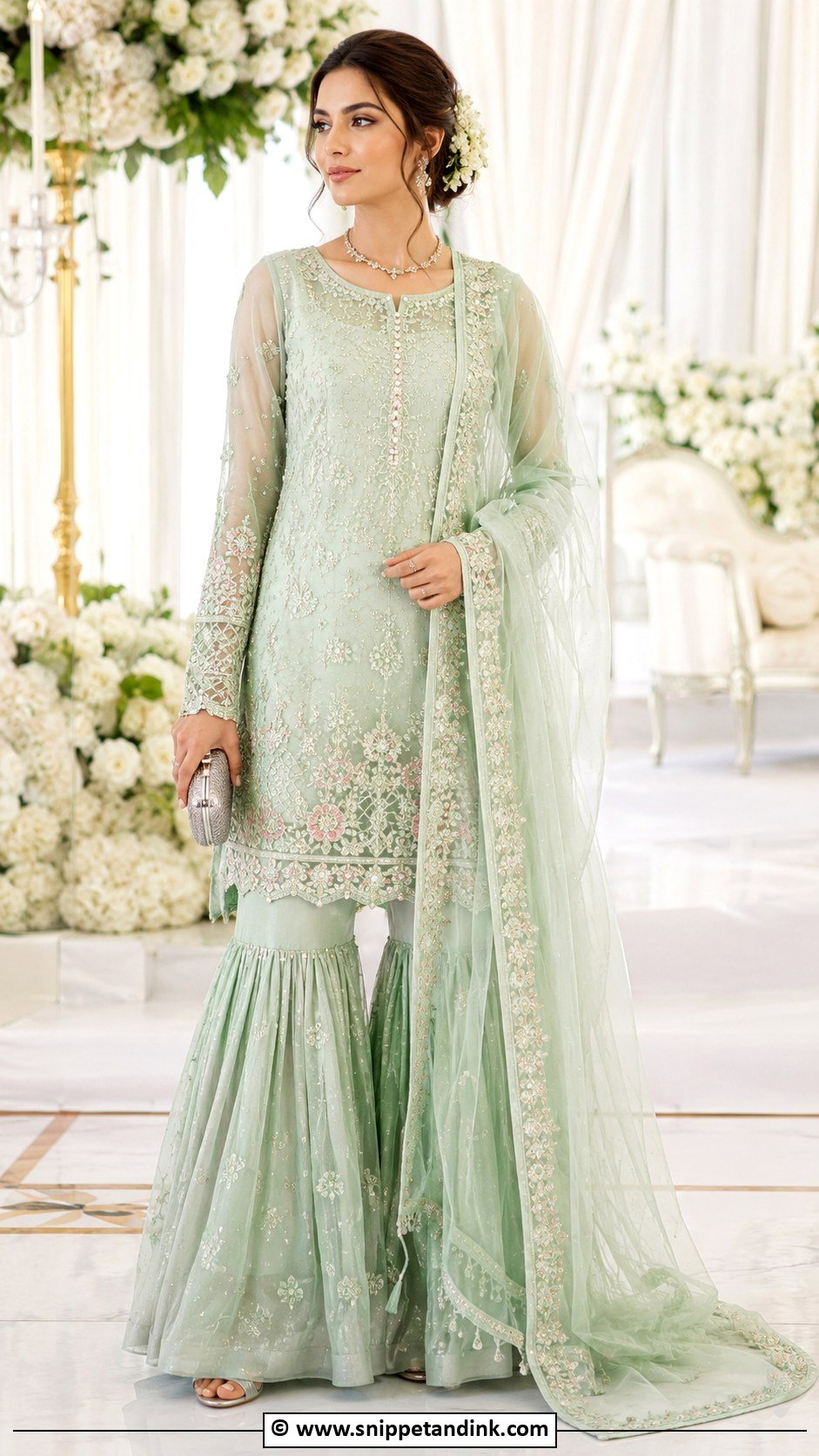 Mint Green Nikah Sharara - Snippet and Ink - 35 Nikah Dress Ideas
