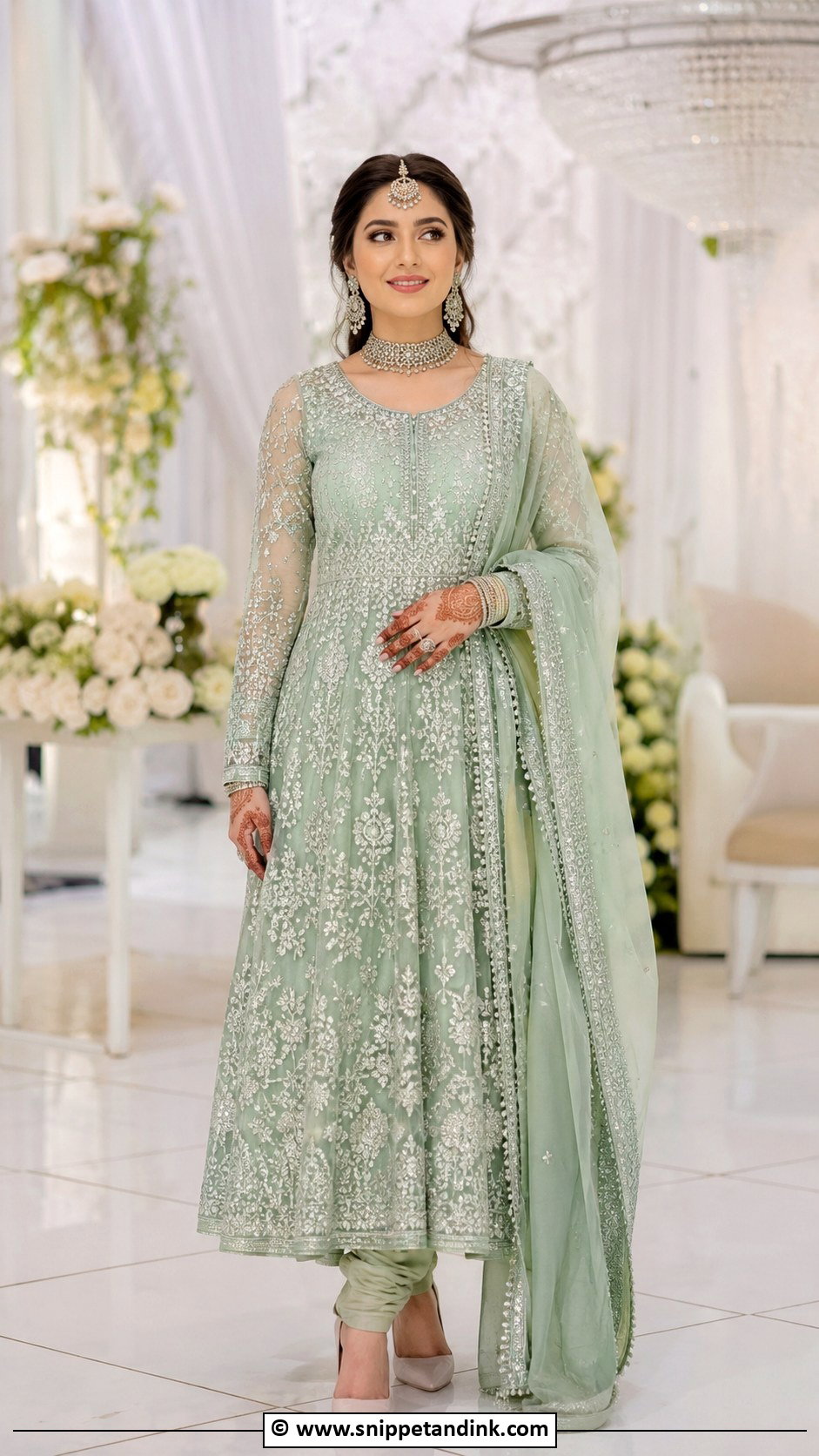 Mint Green Nikkah Anarkali Outfit - Snippet and Ink - 25 Nikkah Outfits for Bride