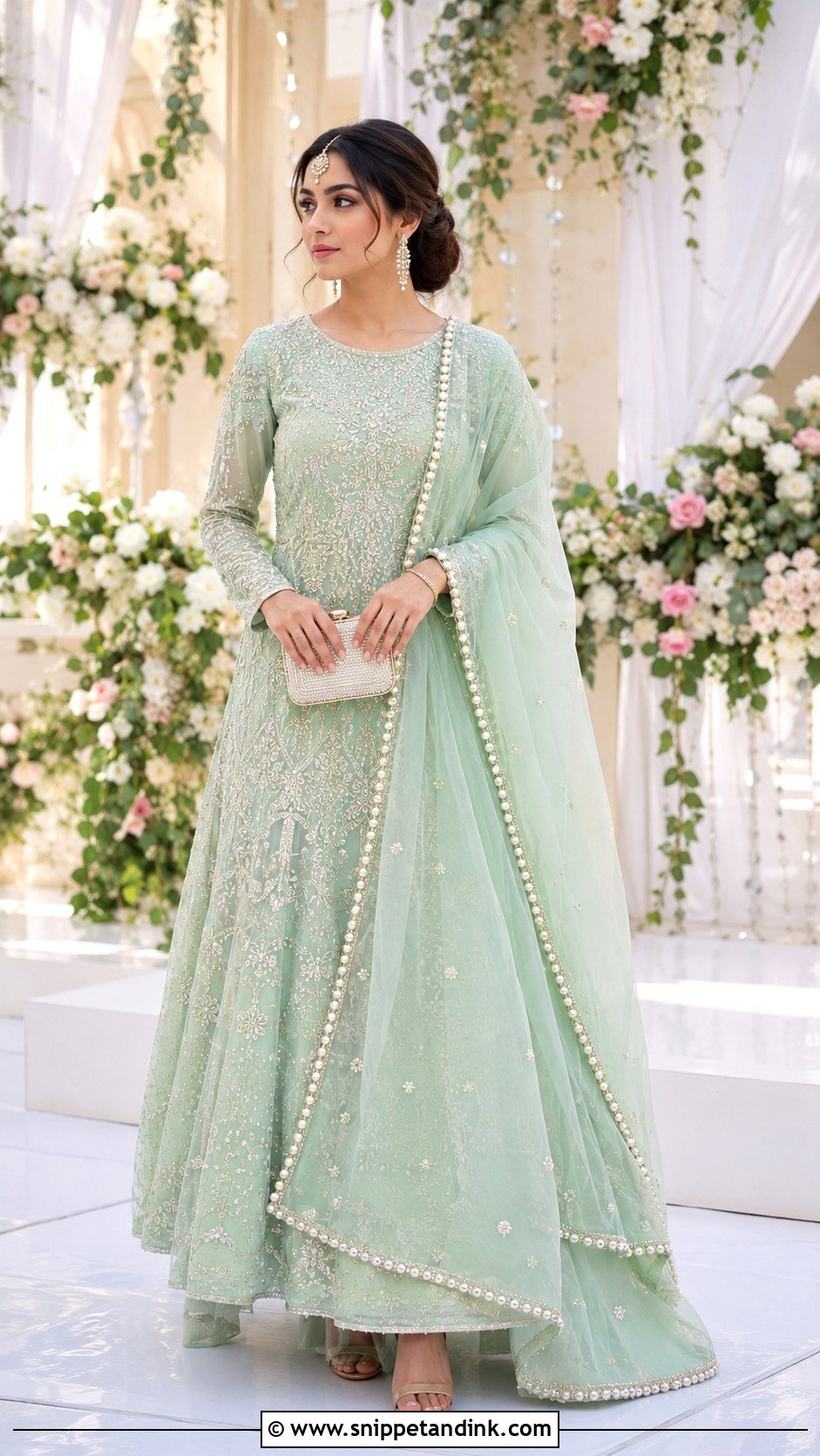 Mint Green Nikkah Lehenga Dress - Snippet and Ink - 30 Pakistani Wedding Dress Ideas