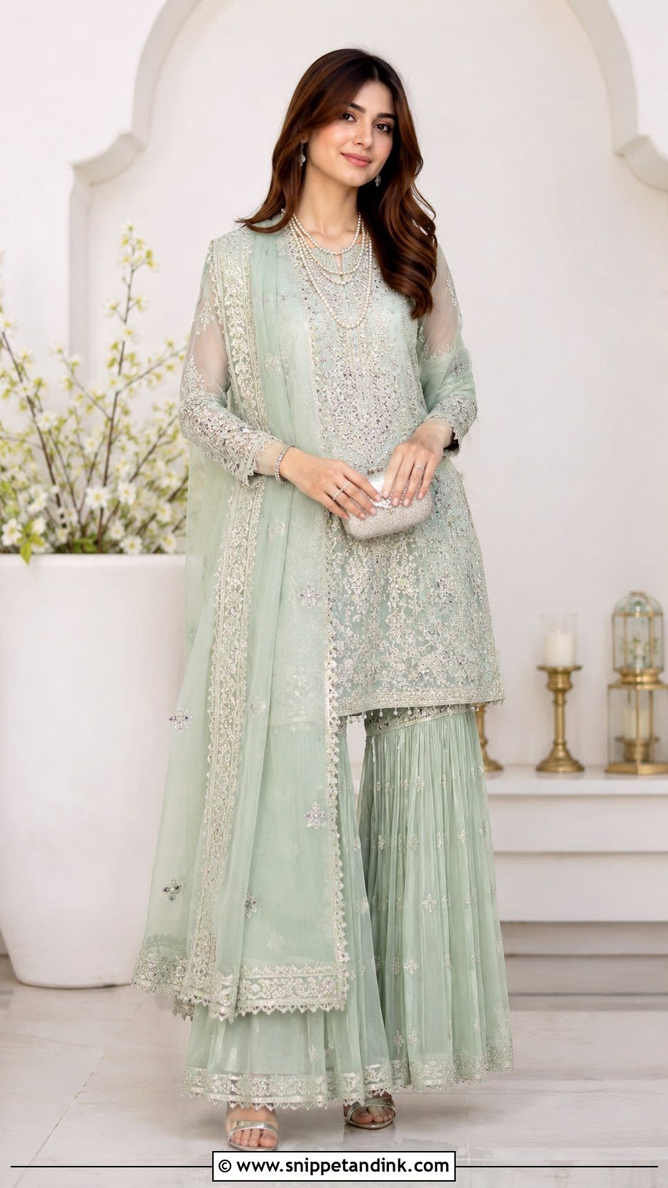 Mint Green Nikkah Outfit - Snippet and Ink - 30 Pakistani Wedding Outfits Sisters