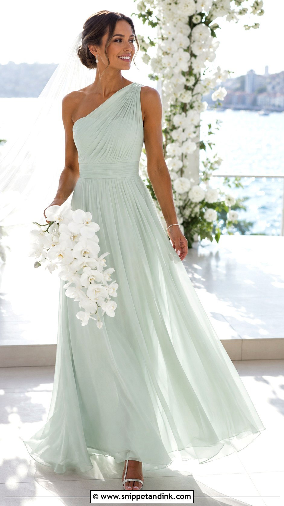 Mint Green One Shoulder Wedding Dress - Snippet and Ink - 20 Mint Green Wedding Dress Ideas