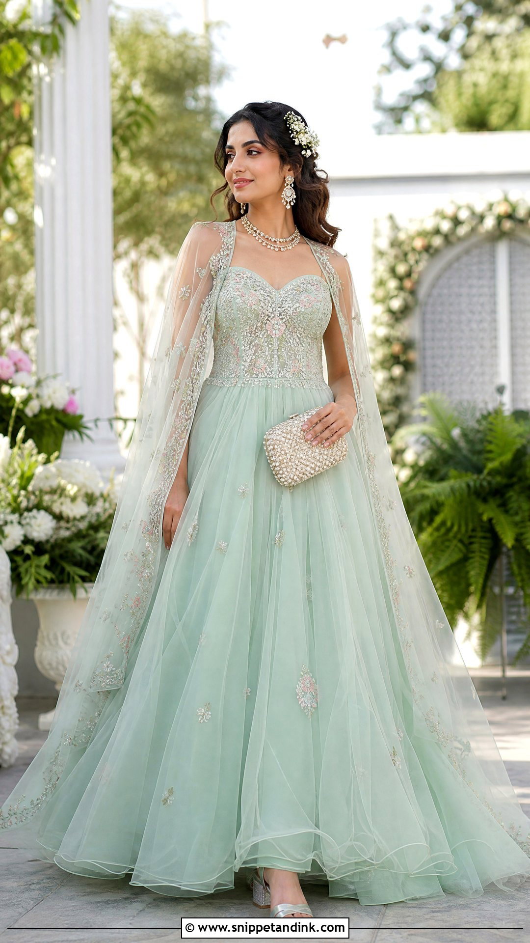 Mint Green Organza Indian Bridal Gown - Snippet and Ink - 20 Indian Bridal Gowns