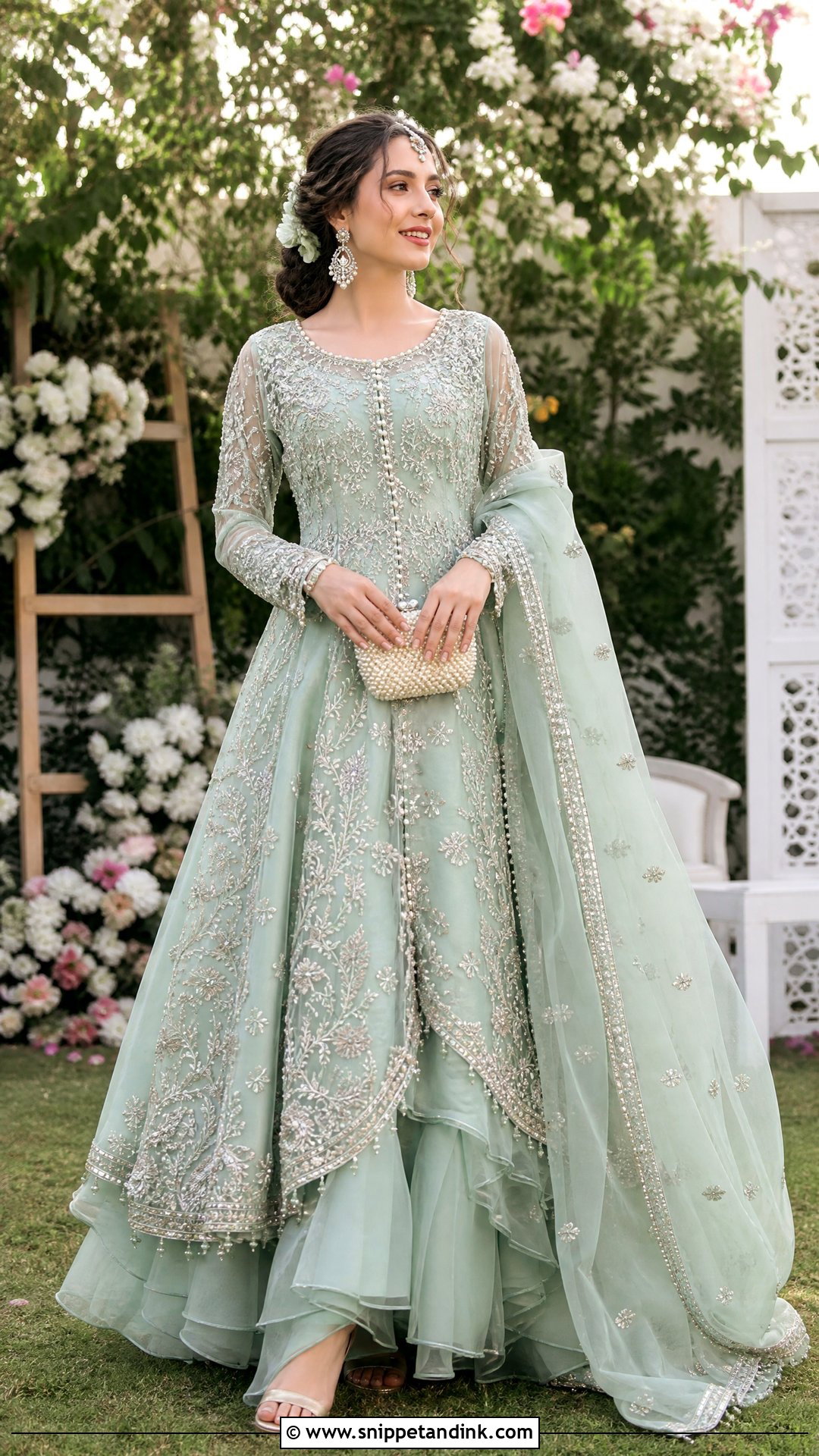 Mint Green Pakistani Bridal Gown - Snippet and Ink - 20 Pakistani Bridal Gowns