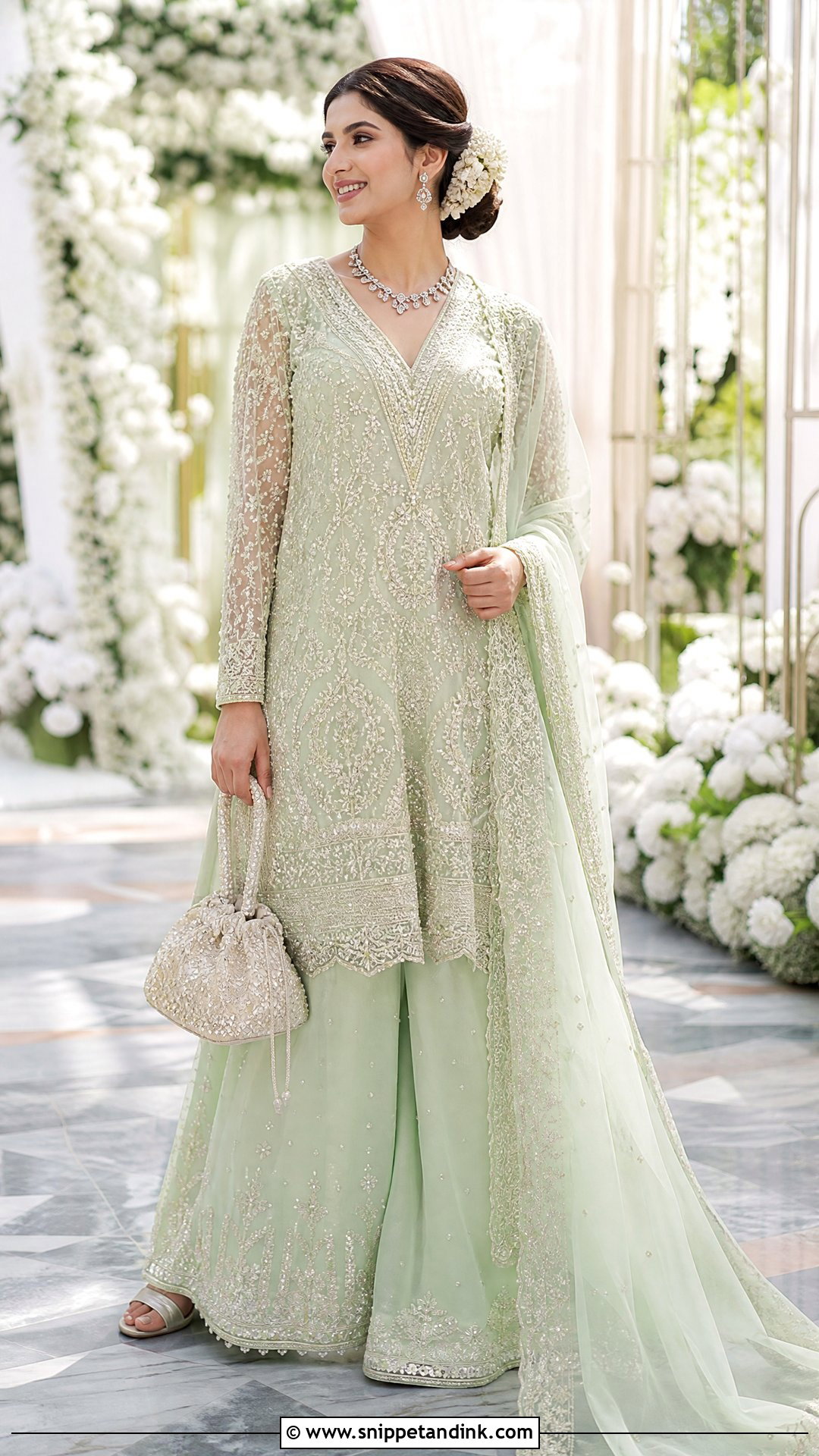 Mint Green Palazzo Bridal Suit - Snippet and Ink - 20 Indian Bridal Suits for Women