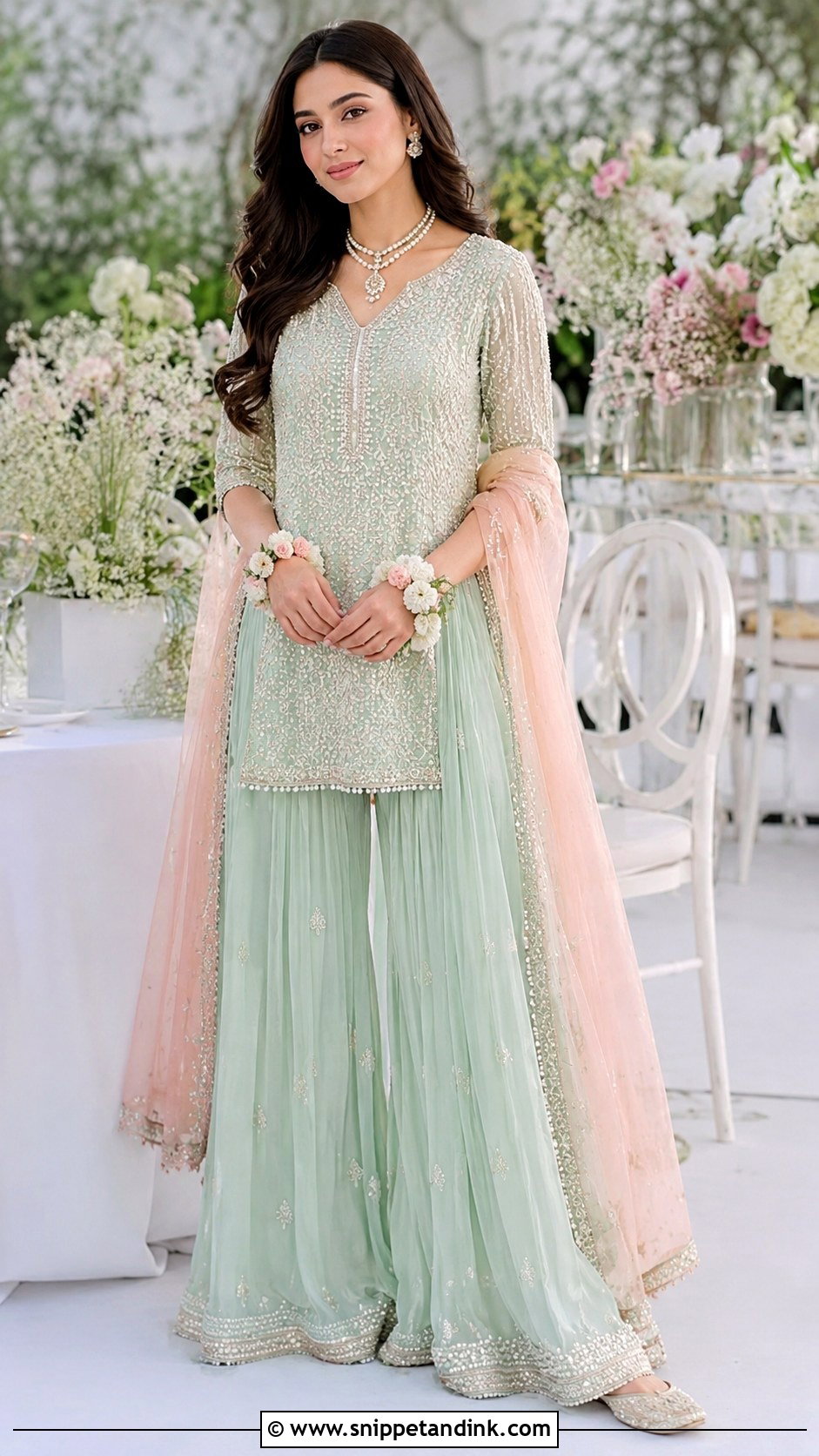Mint Green Palazzo Mehandi Bridal Set - Snippet and Ink - 20 Mehandi Bridal Dress Ideas