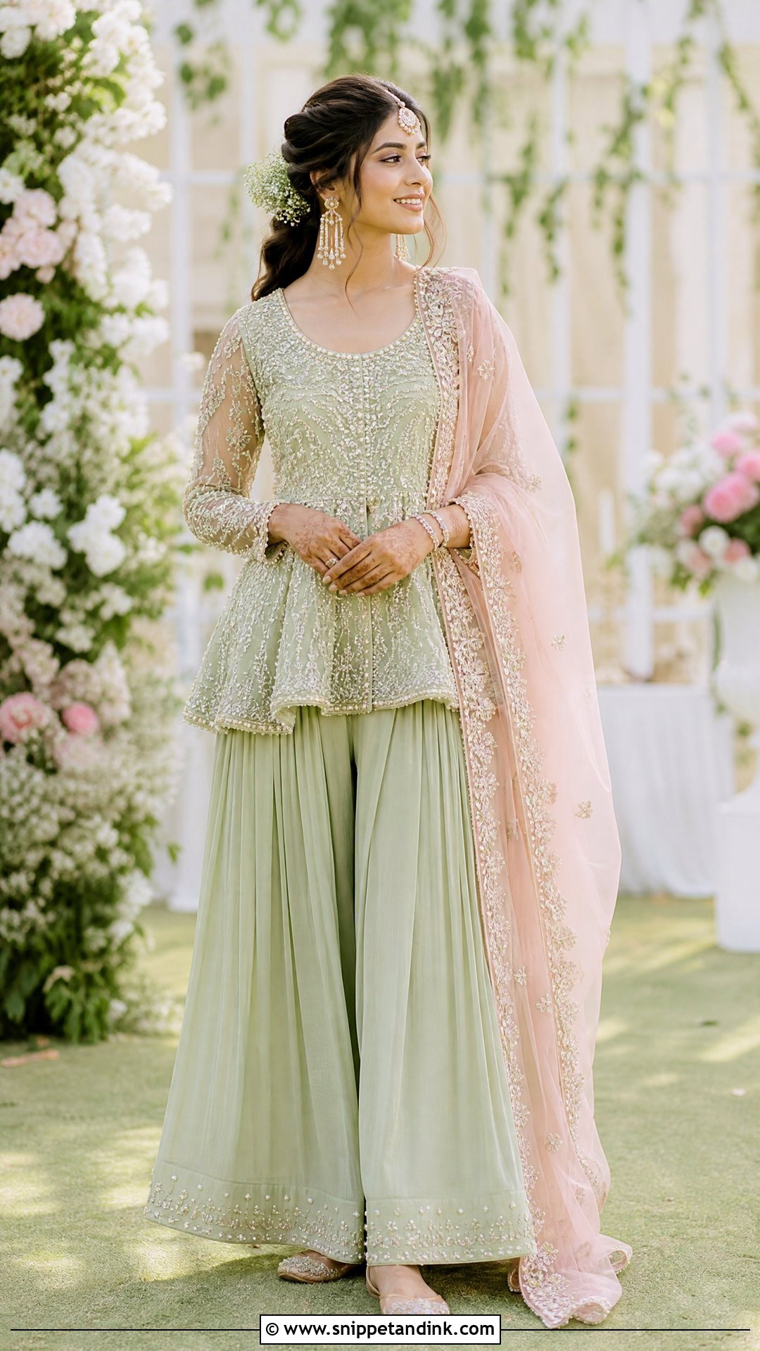Mint Green Palazzo Mehandi Outfit - Snippet and Ink - 20 Mehandi Outfits for Bride