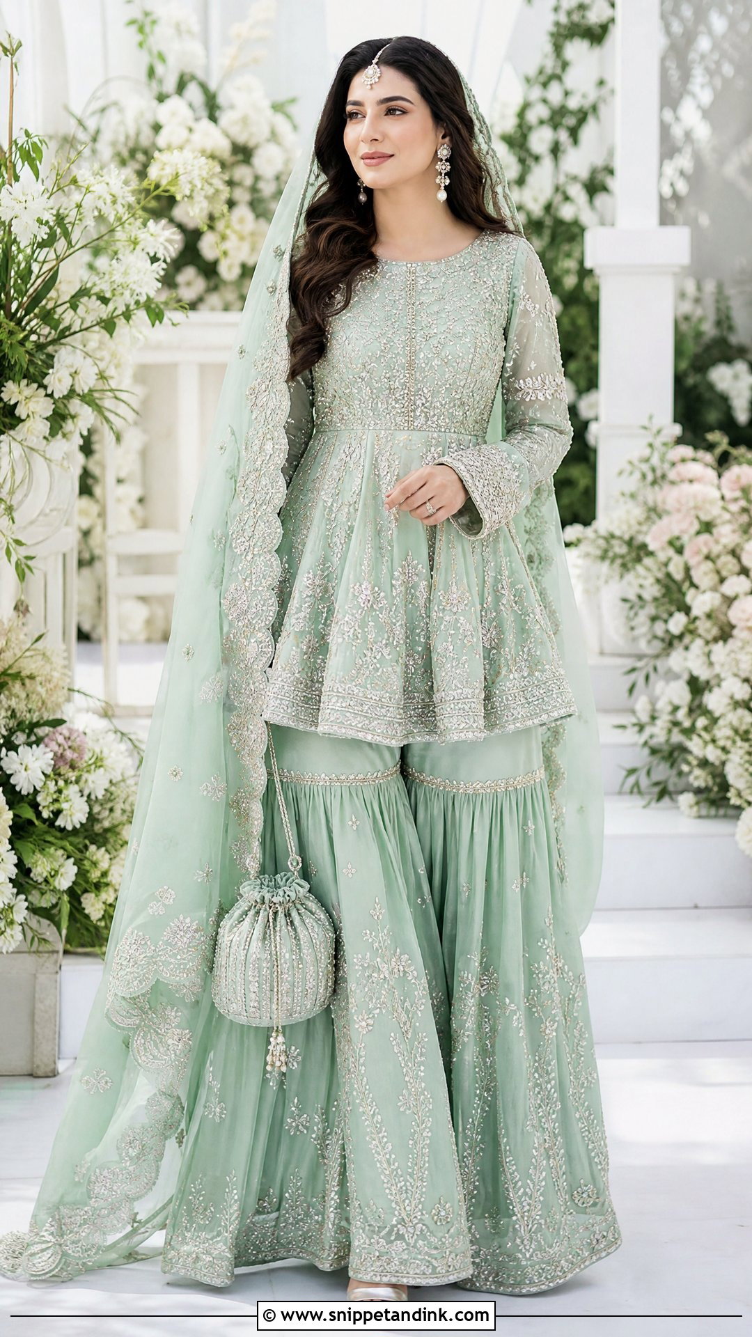 Mint Green Peplum Sharara - Snippet and Ink - 20 Pakistani Bridal Outfits