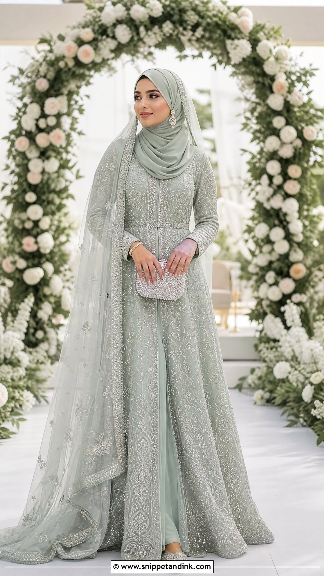 Mint Green Pishwas Hijabi Pakistani Bride - Snippet and Ink - 20 Hijabi Pakistani Bride Ideas