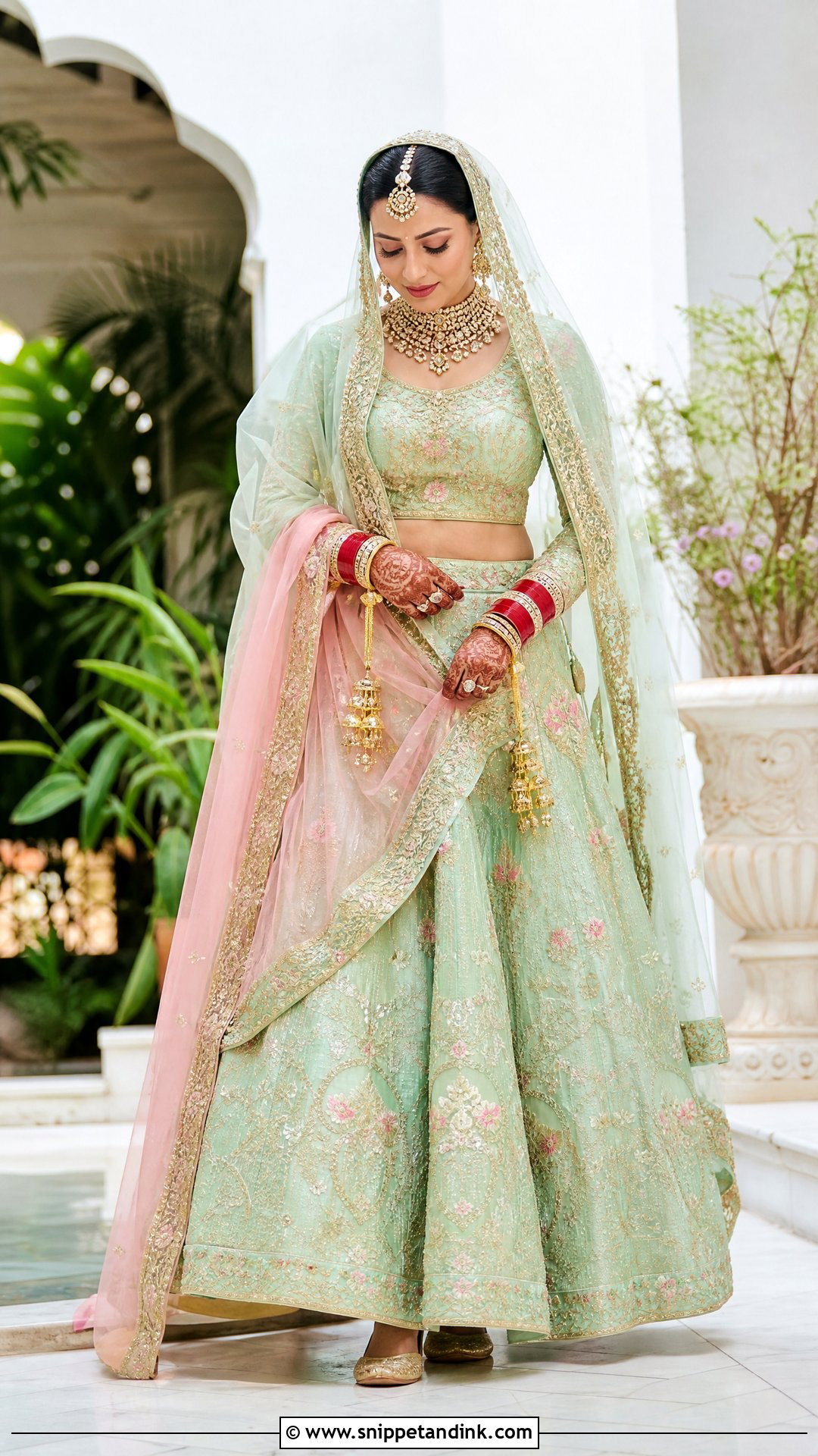 Mint Green Punjabi Bridal Lehenga - Snippet and Ink - 25 Sikh Wedding Dress Punjabi Bride Ideas