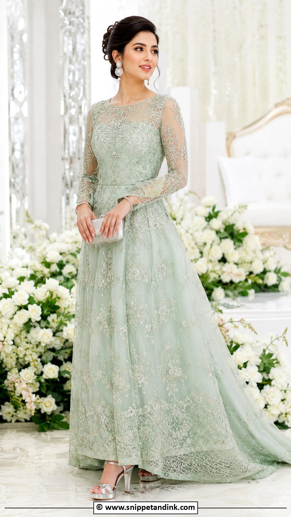 Mint Green Reception Gown - Snippet and Ink - 25 Indian Receptions Bridal Gowns