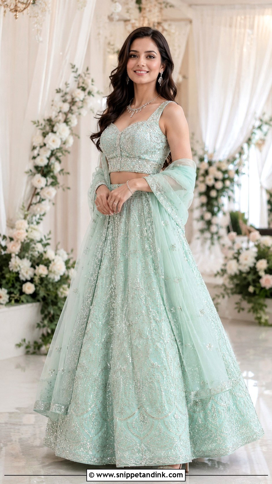 Mint Green Sangeet Lehenga - Snippet and Ink - 25 Sangeet Outfits for Bride