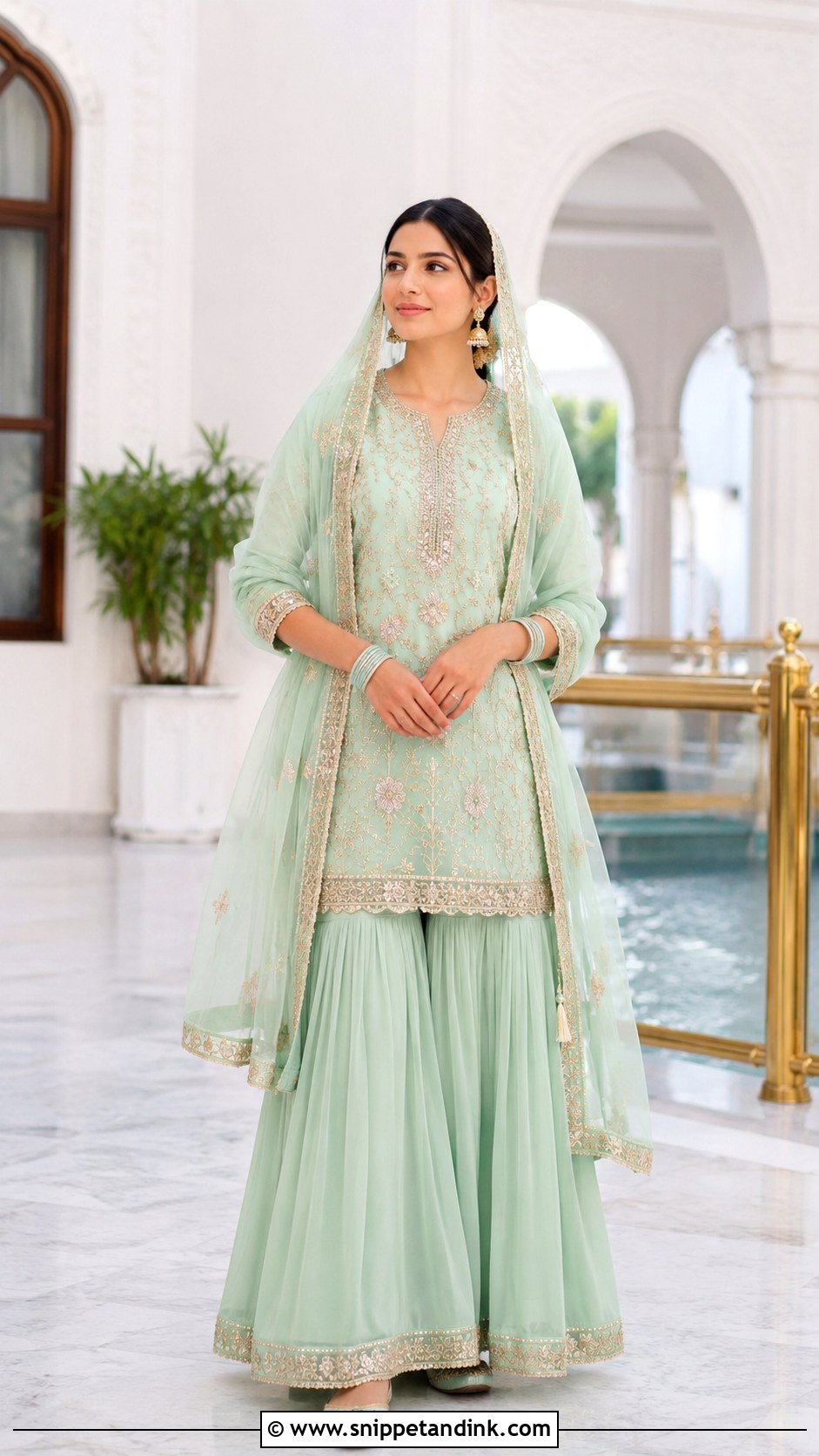 Mint Green Sharara Anand Karaj Outfit - Snippet and Ink - 30 Anand Karaj Outfit Ideas
