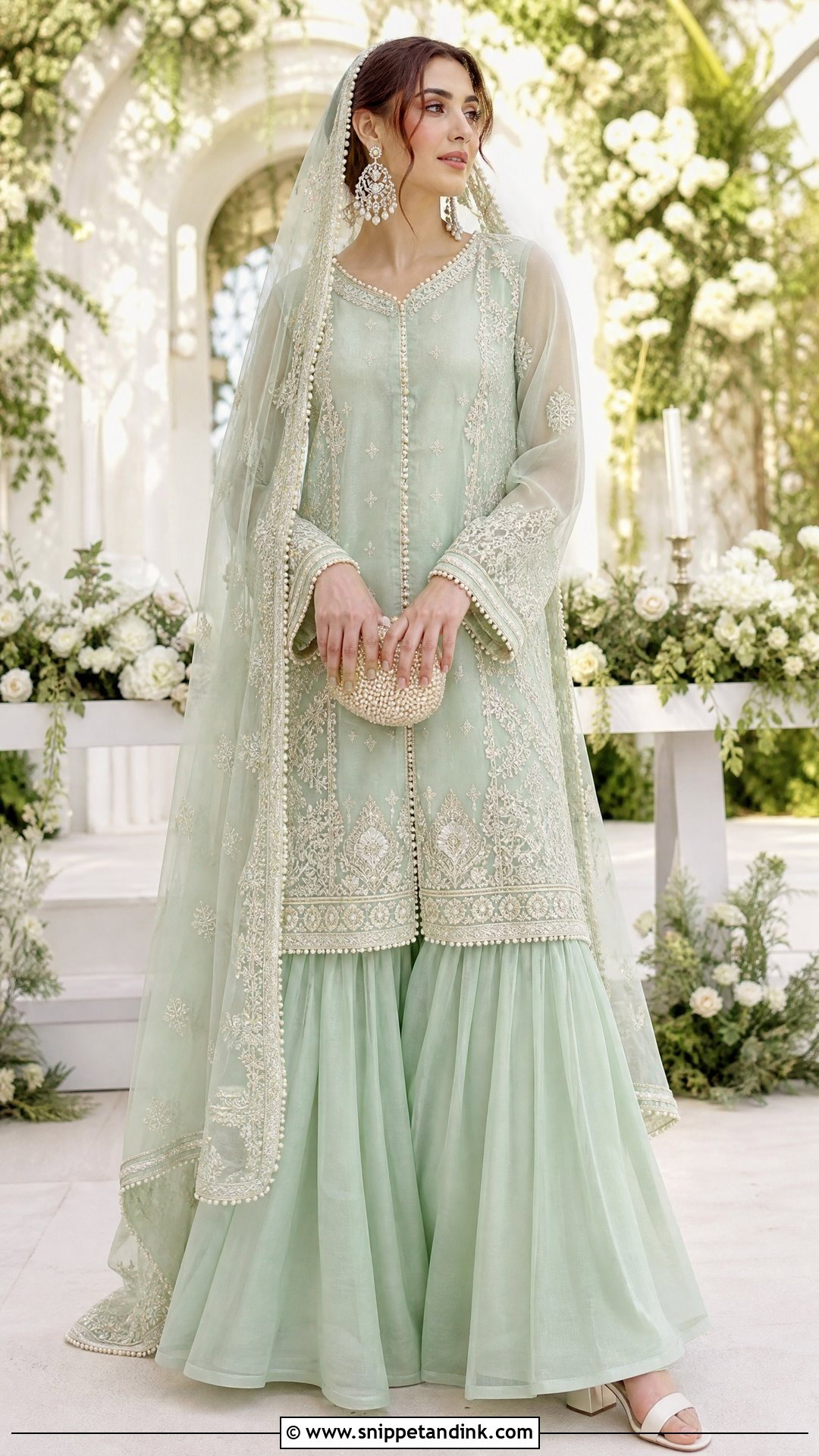 Mint Green Sharara Nikkah Dress - Snippet and Ink - 20 Nikkah Inspo Dresses
