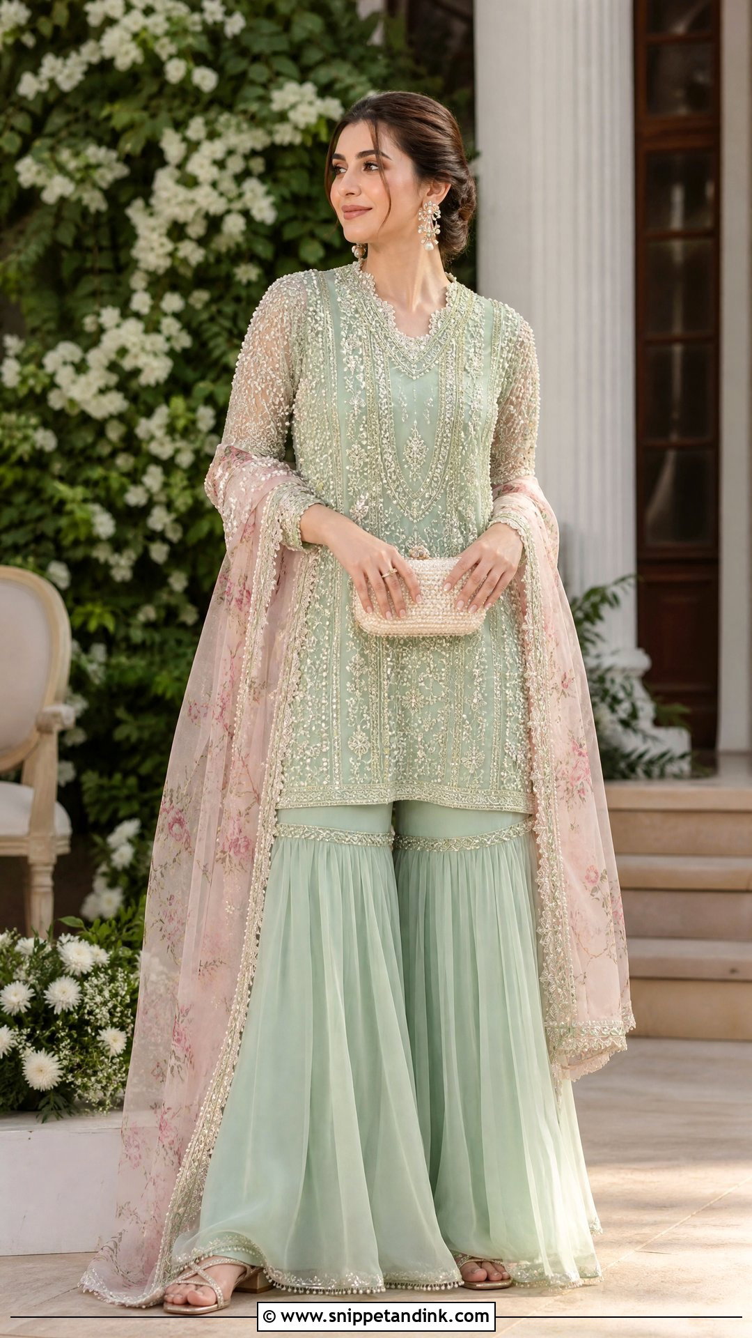 Mint Green Sharara Pakistani Wedding Outfit - Snippet and Ink - 20 Pakistani Wedding Outfit Ideas