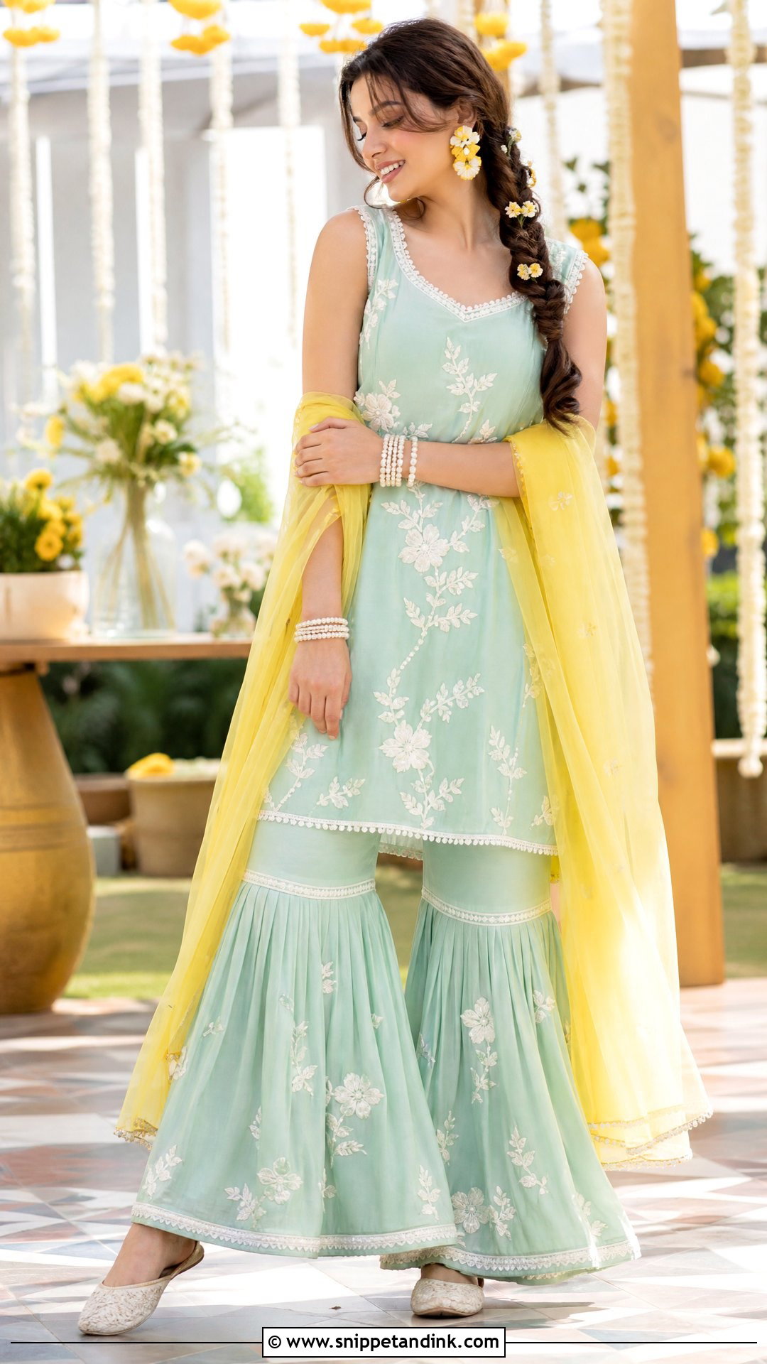 Mint Green Sharara for Haldi - Snippet and Ink - 20 Sharara for Haldi Ideas