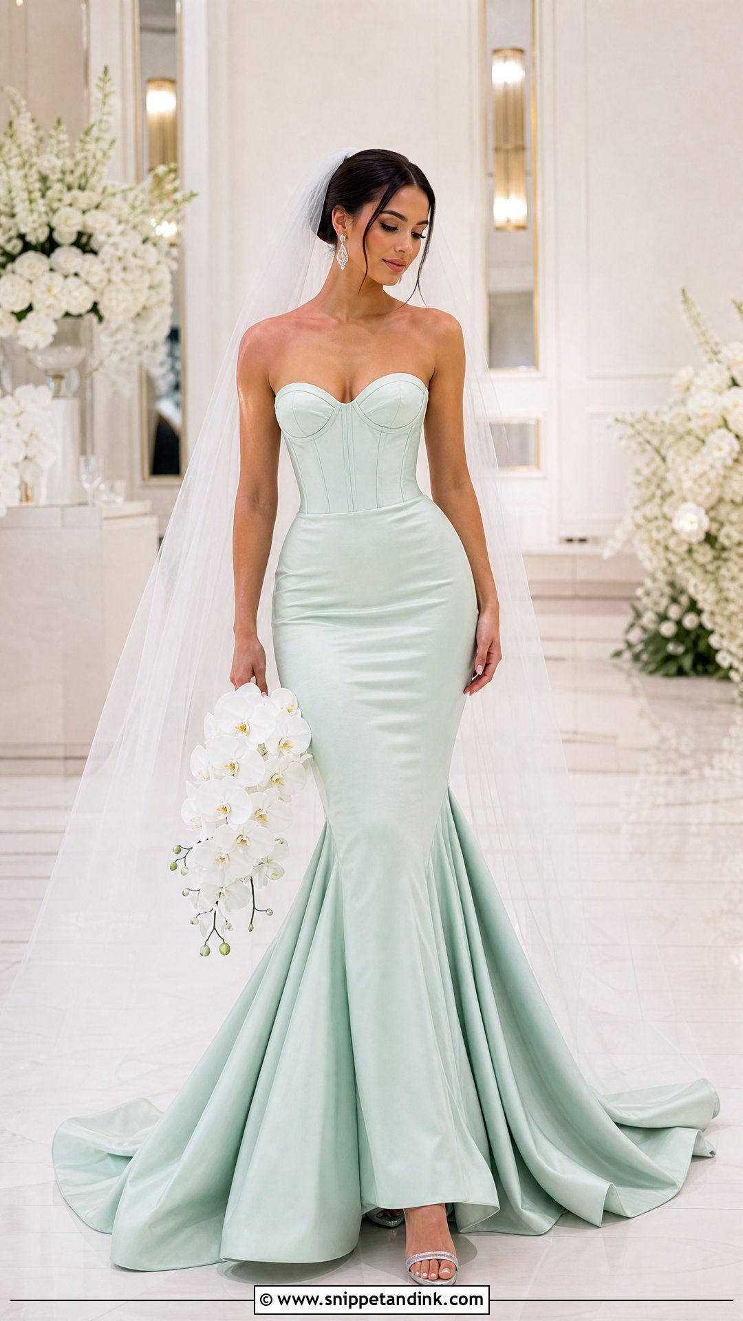 Mint Green Strapless Mermaid Wedding Dress - Snippet and Ink - 20 Pastel Green Wedding Dress Ideas