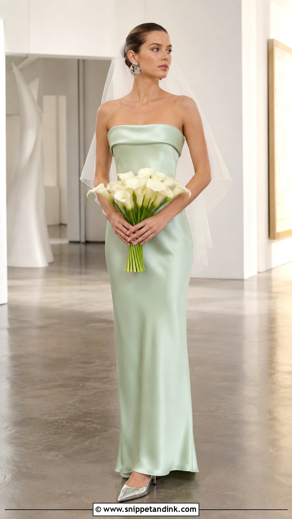 Mint Green Strapless Satin Wedding Dress - Snippet and Ink - 20 Mint Green Wedding Dress Ideas