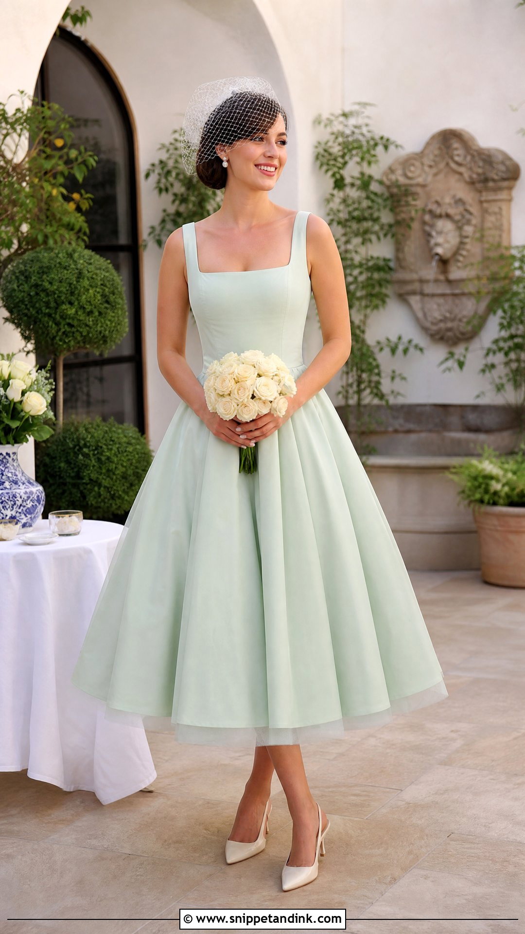 Mint Green Tea Length Wedding Dress - Snippet and Ink - 20 Pastel Green Wedding Dress Ideas
