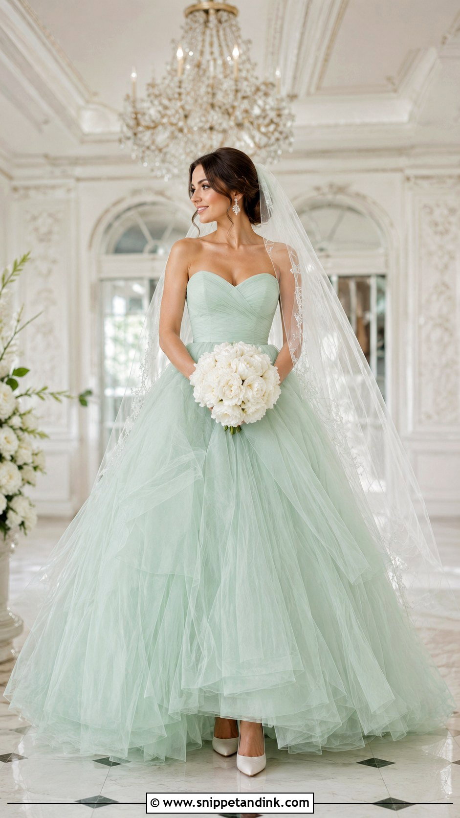 Mint Green Tulle Ball Gown Wedding Dress - Snippet and Ink - 20 Mint Green Wedding Dress Ideas