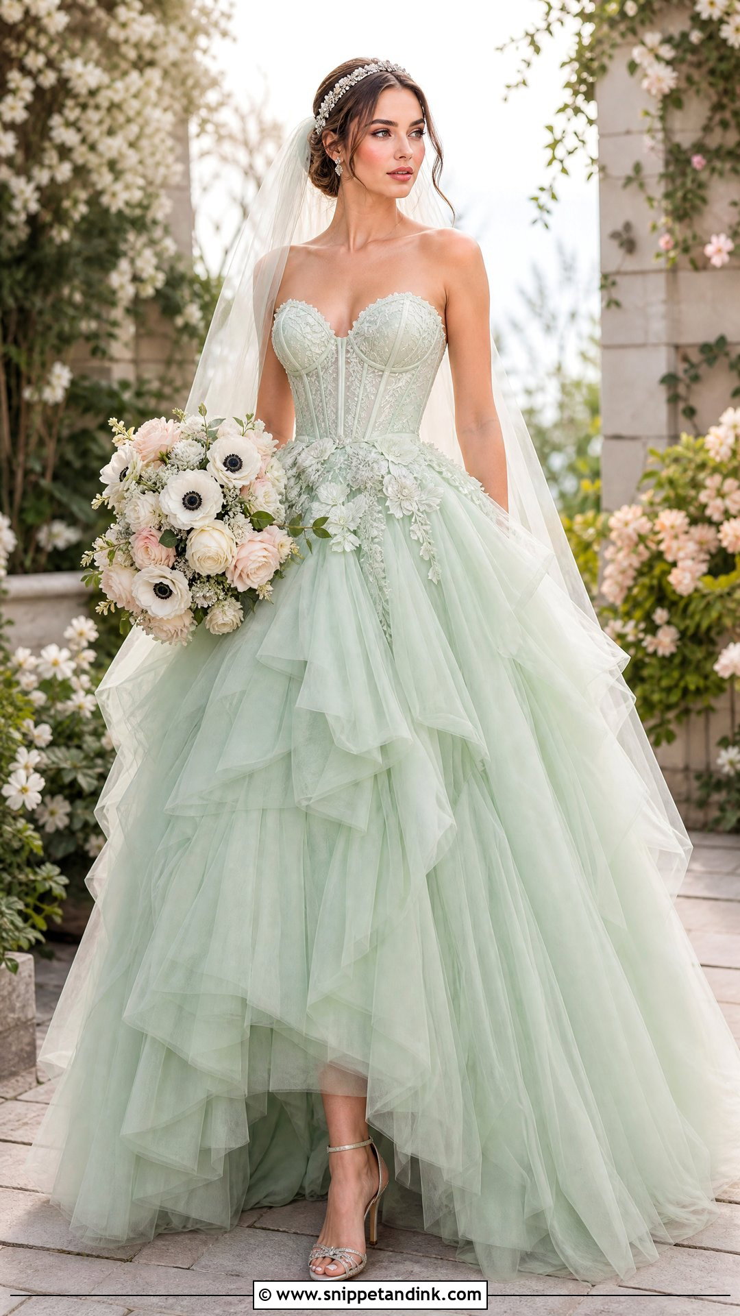 Mint Green Tulle Wedding Dress - Snippet and Ink - 20 Wedding Dress with Green Accents Ideas