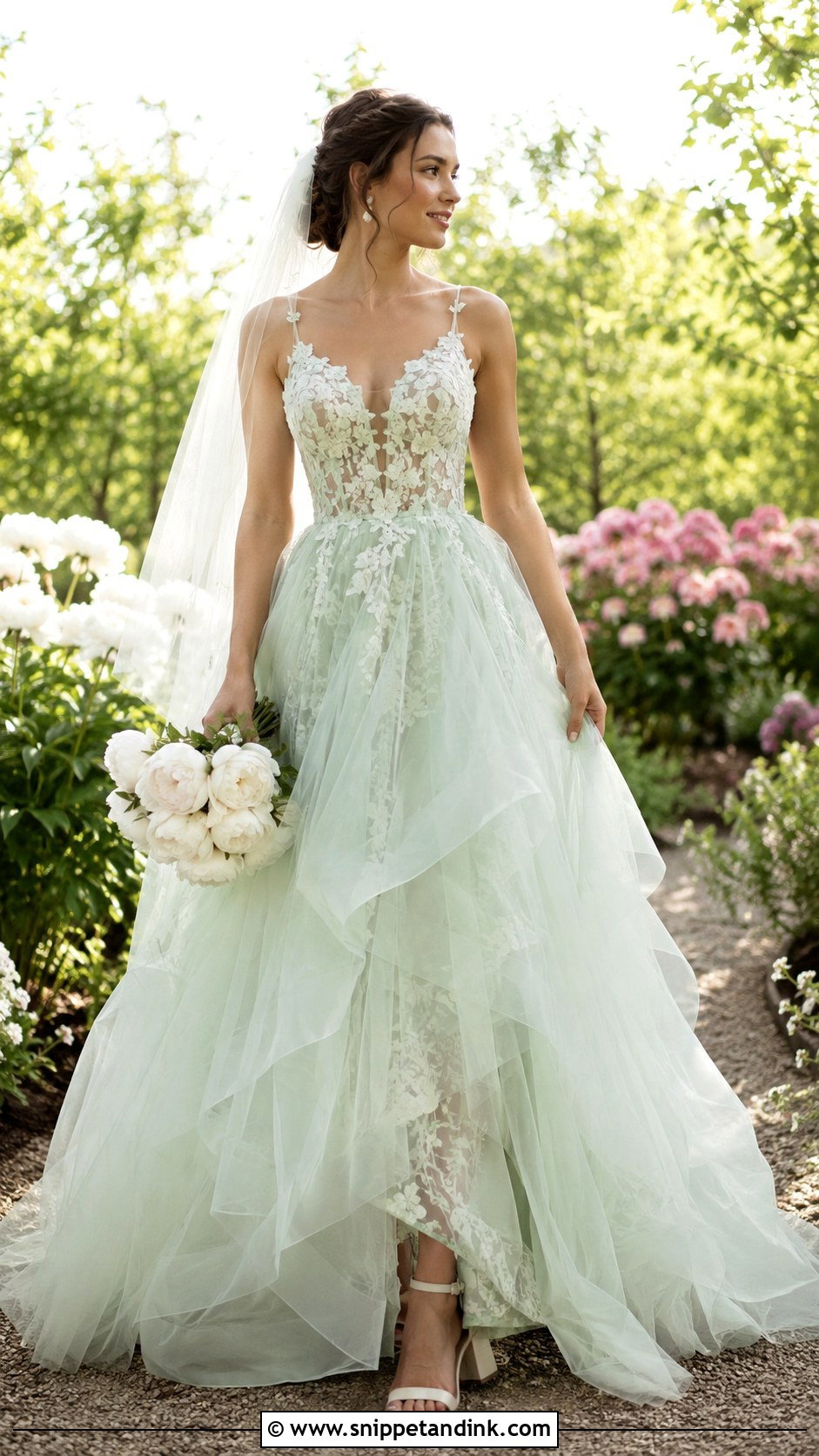 Mint Green Tulle Wedding Gown - Snippet and Ink - 20 Green Wedding Gown Ideas