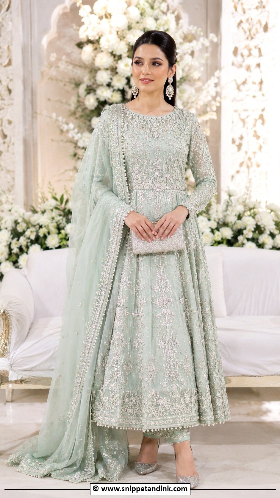 Mint Green Valima Bridal Pishwas - Snippet and Ink - 30 Valima Bridal Dress Pakistan Ideas