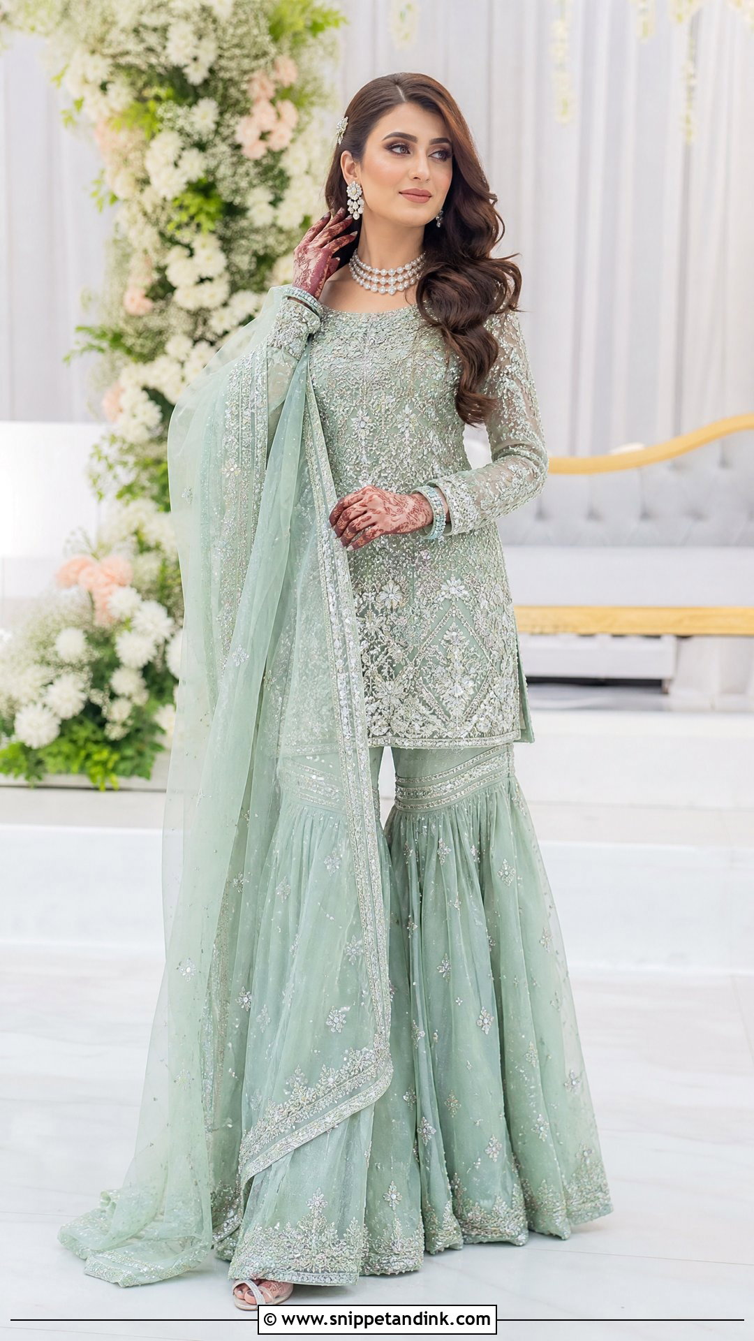 Mint Green Waleema Dress With Sharara - Snippet and Ink - 25 Waleema Dress Pakistani Bridal Ideas