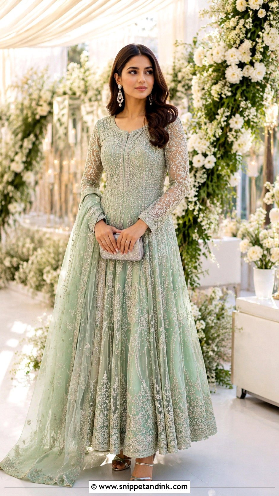 Mint Green Walima Anarkali - Snippet and Ink - 25 Walima Outfit Ideas