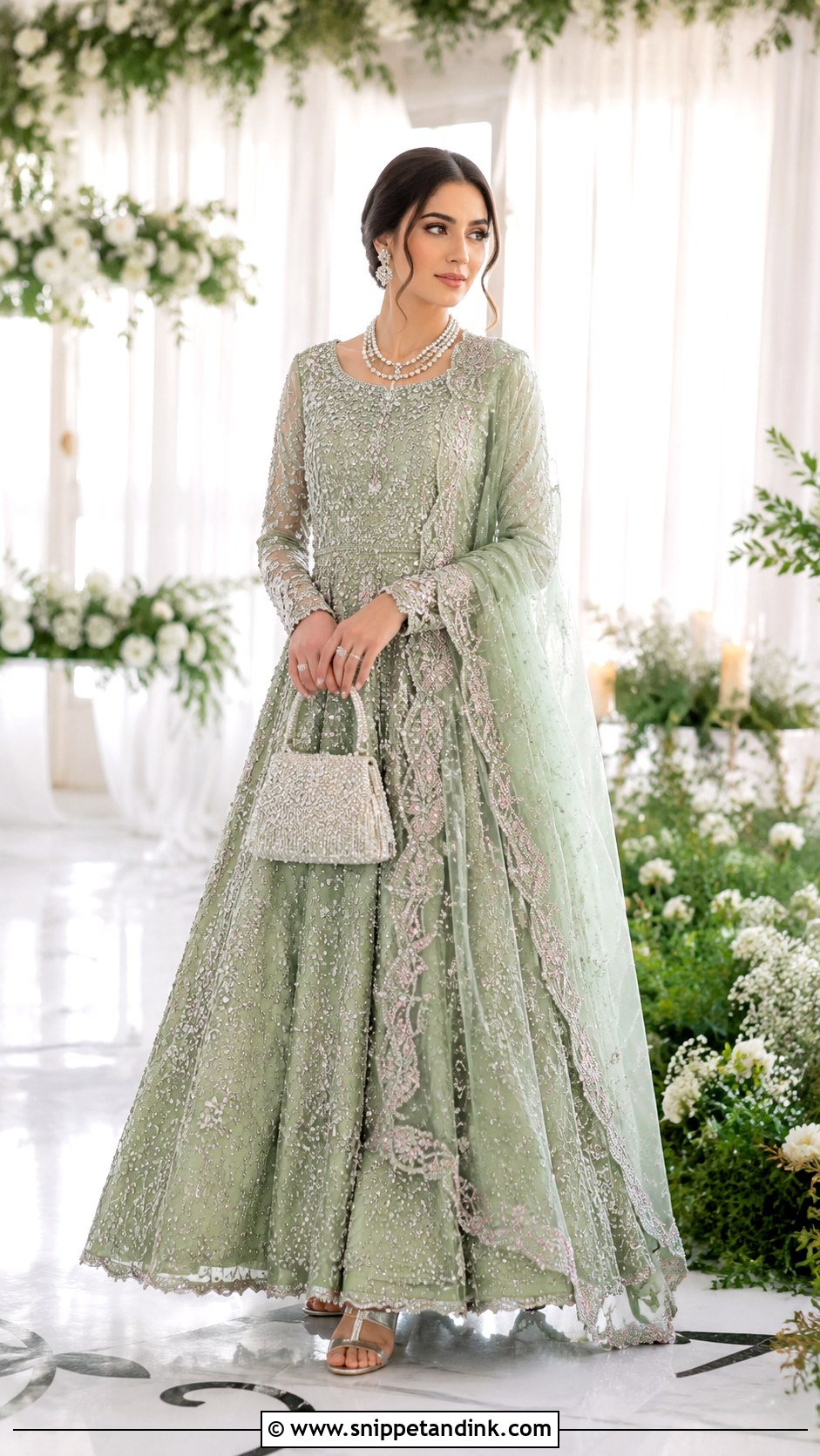 Mint Green Walima Bridal Lehenga - Snippet and Ink - 20 Walima Bridal Dress Ideas