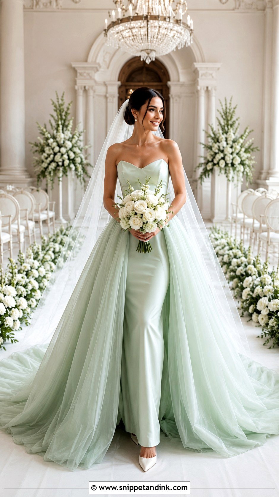 Mint Green Wedding Dress With Detachable Overskirt - Snippet and Ink - 20 Mint Green Wedding Dress Ideas