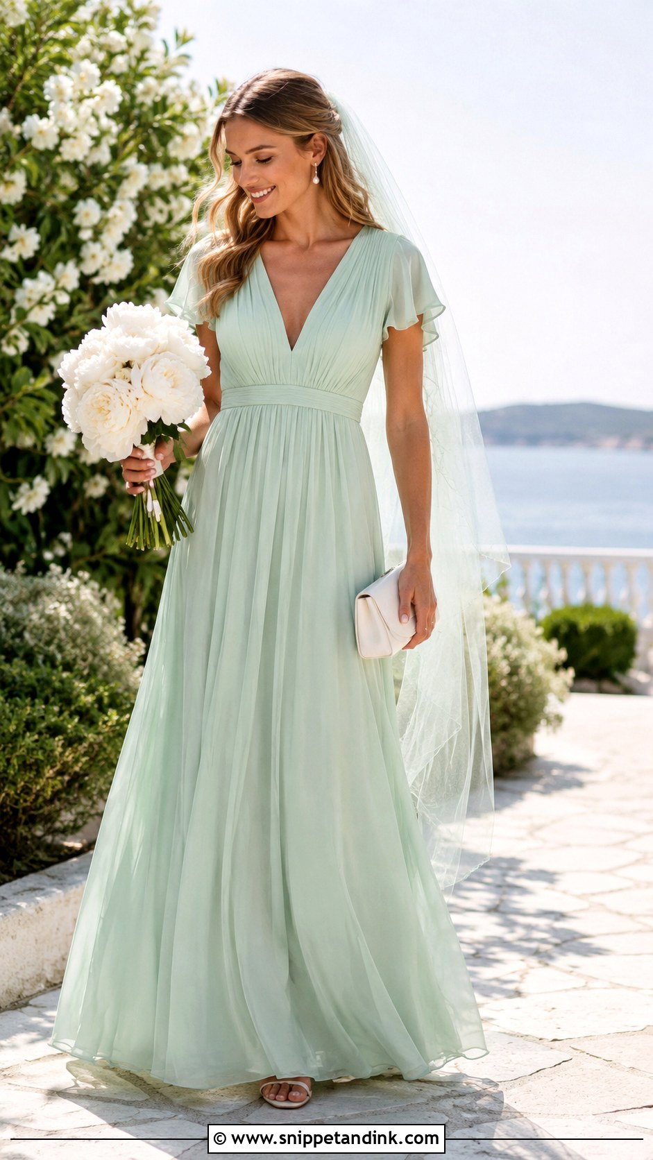 Mint Green Wedding Dress With White Flowers - Snippet and Ink - 20 Colorful Wedding Dresses