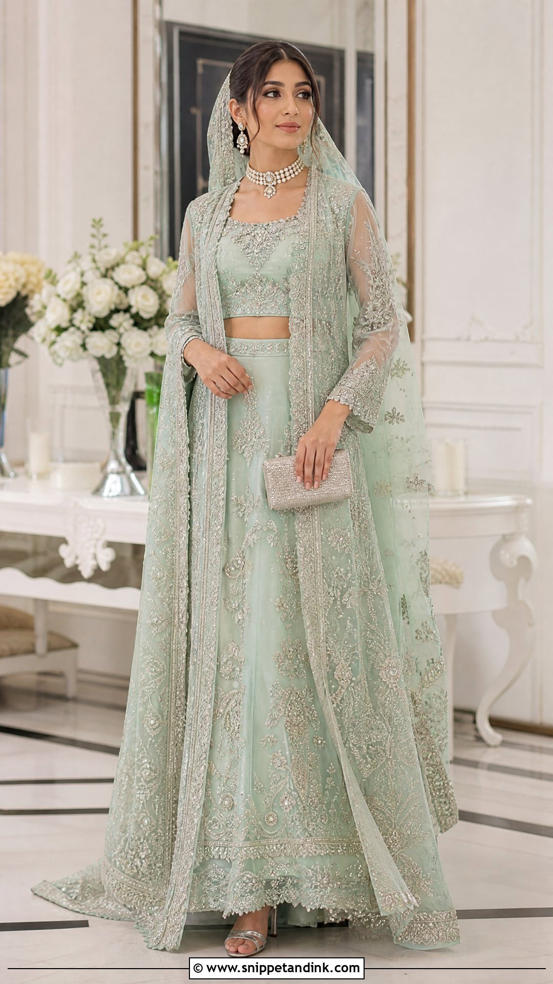 Mint Jacket Lehenga Pakistani Wedding Dress - Snippet and Ink - 20 New Pakistani Wedding Dresses