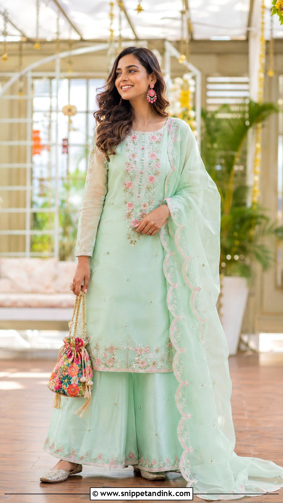 Mint Palazzo Suit Mehendi Outfit - Snippet and Ink - 20 Mehendi Ceremony Outfit Ideas