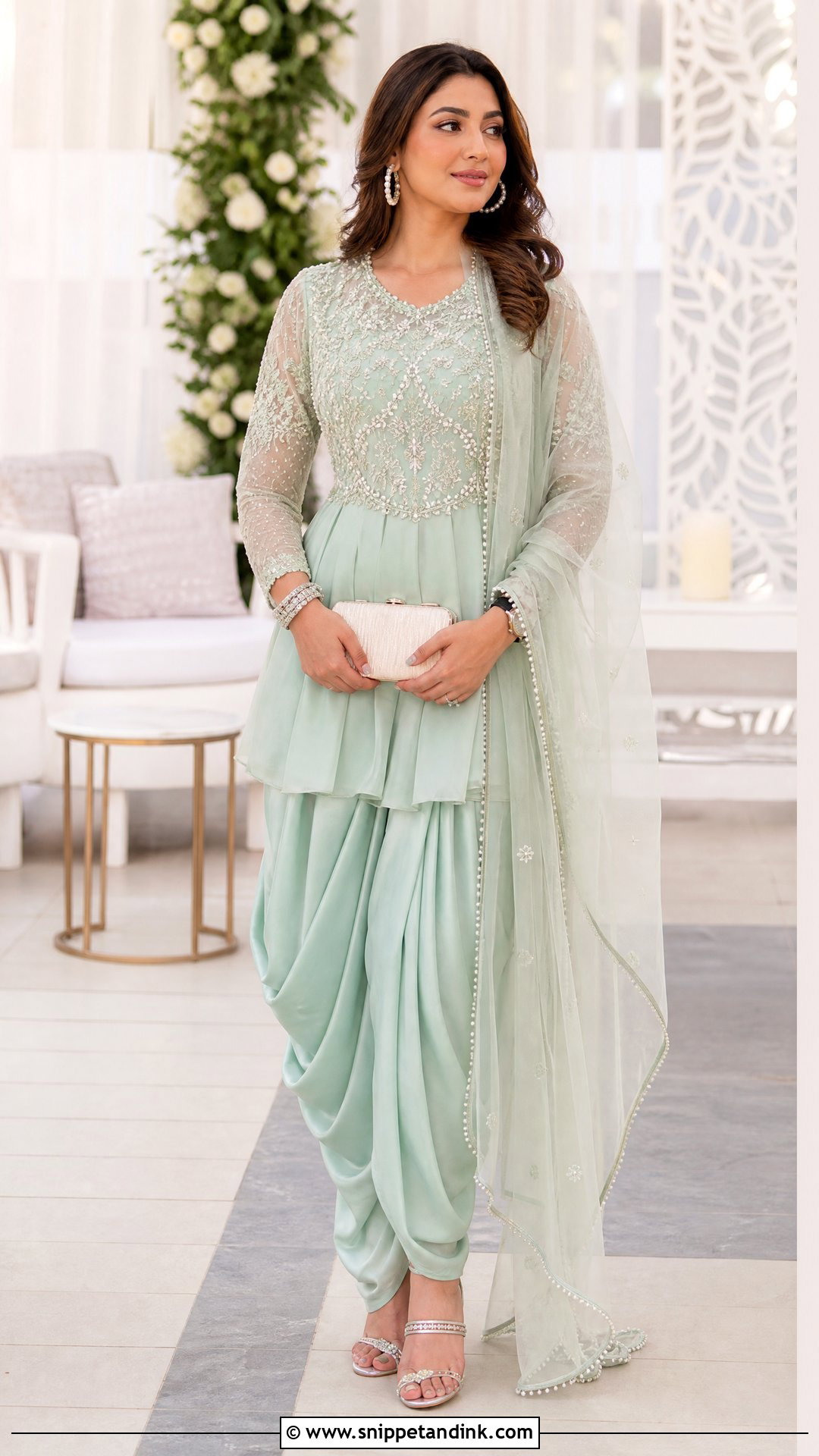 Mint Peplum Dhoti Shalwar - Snippet and Ink - 20 Wedding Shalwar Design for Women Ideas