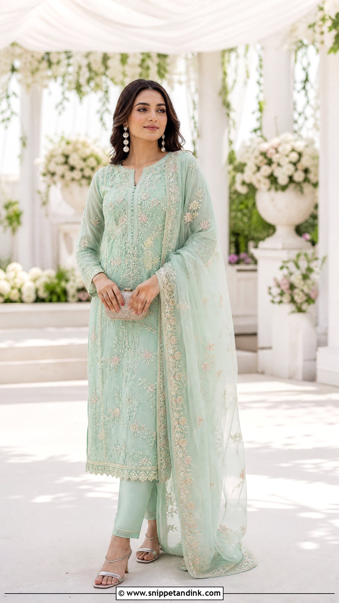 Mint Punjabi Organza Suit For Wedding - Snippet and Ink - 25 Trending Punjabi Suits for Wedding