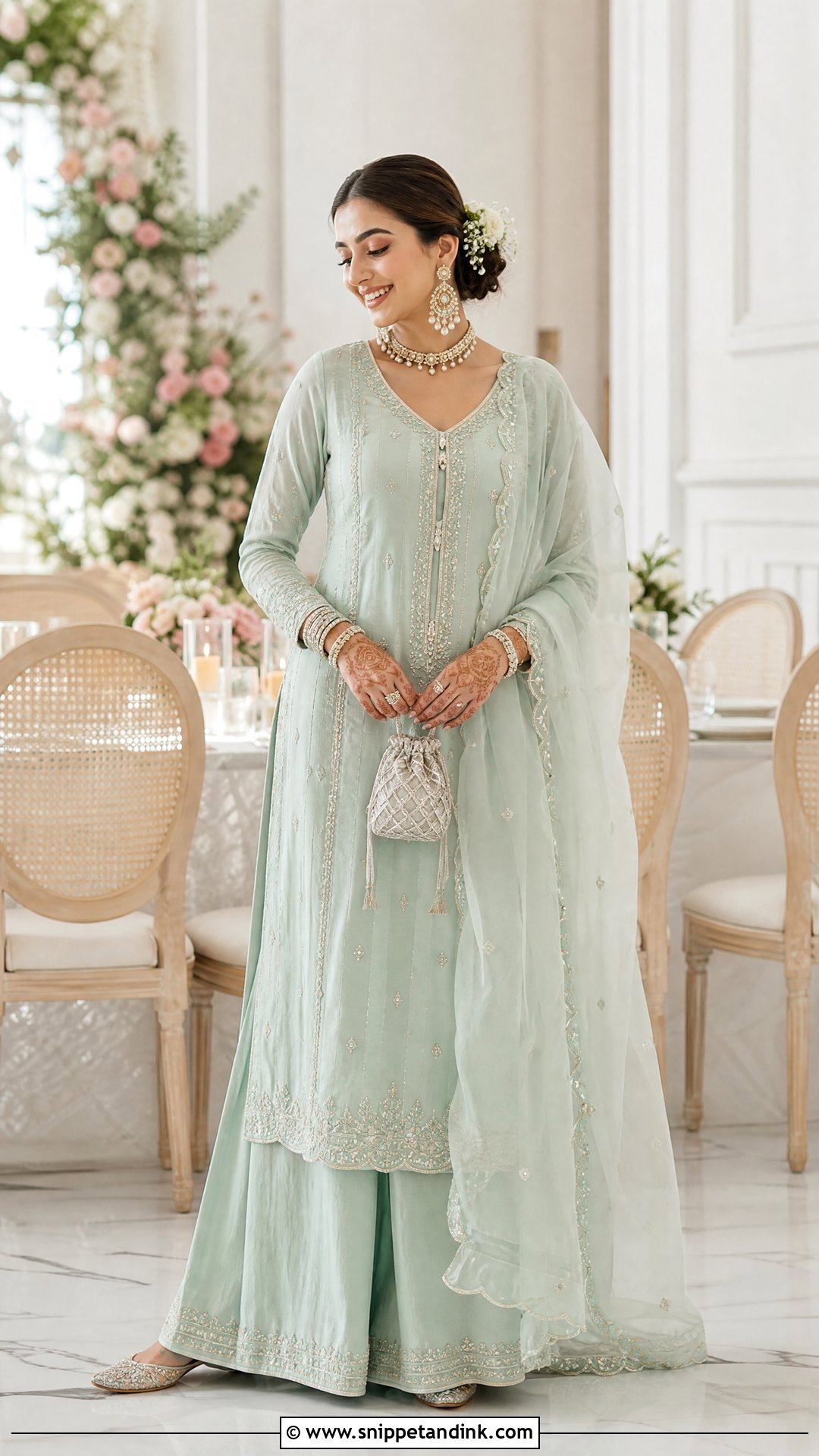 Mint Silk Punjabi Bridal Palazzo Suit - Snippet and Ink - 20 Punjabi Bridal Wedding Suit Ideas